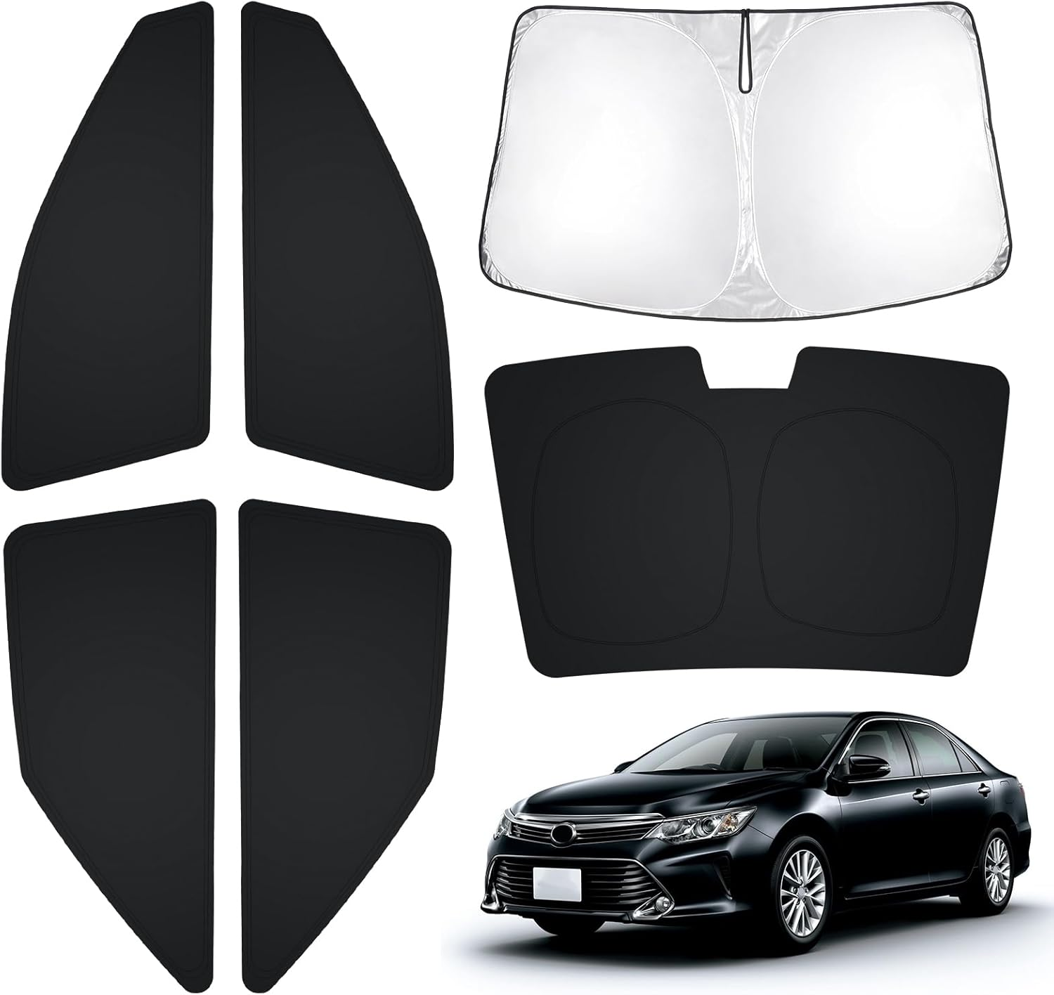T TGBROS Window Sunshade Custom Fit for Toyota Camry 2012-2017 Accessories Windshield Side Rear Window Full Set Car Sun Shades Foldable Blocks UV Rays Keeps Your Vehicle Cool 6PCS image number 5