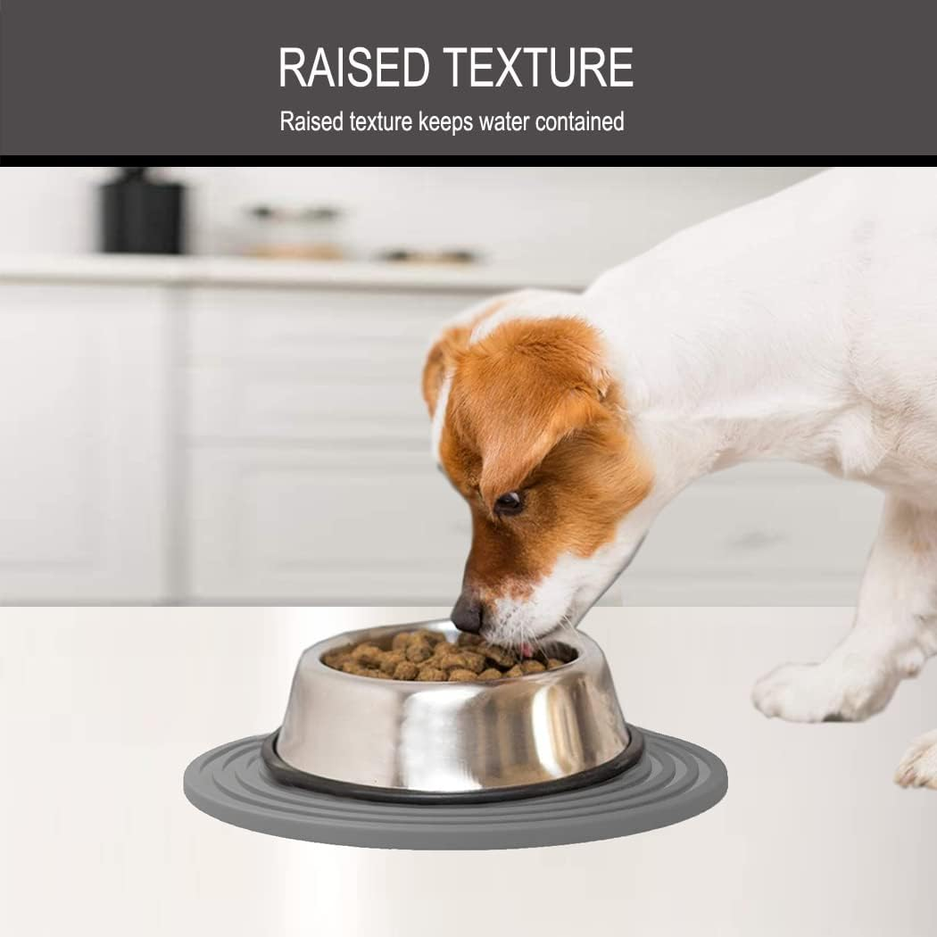 2 Pack Silicone Pet Feeding Mat for Dog and Cat, Non-Slip Placemat Tray to Prevent Food and Water Bowl Messes on Floor, Easy Clean Dish Mat for Medium and Small Pet (9.5"X9.5", Grey) image number 3