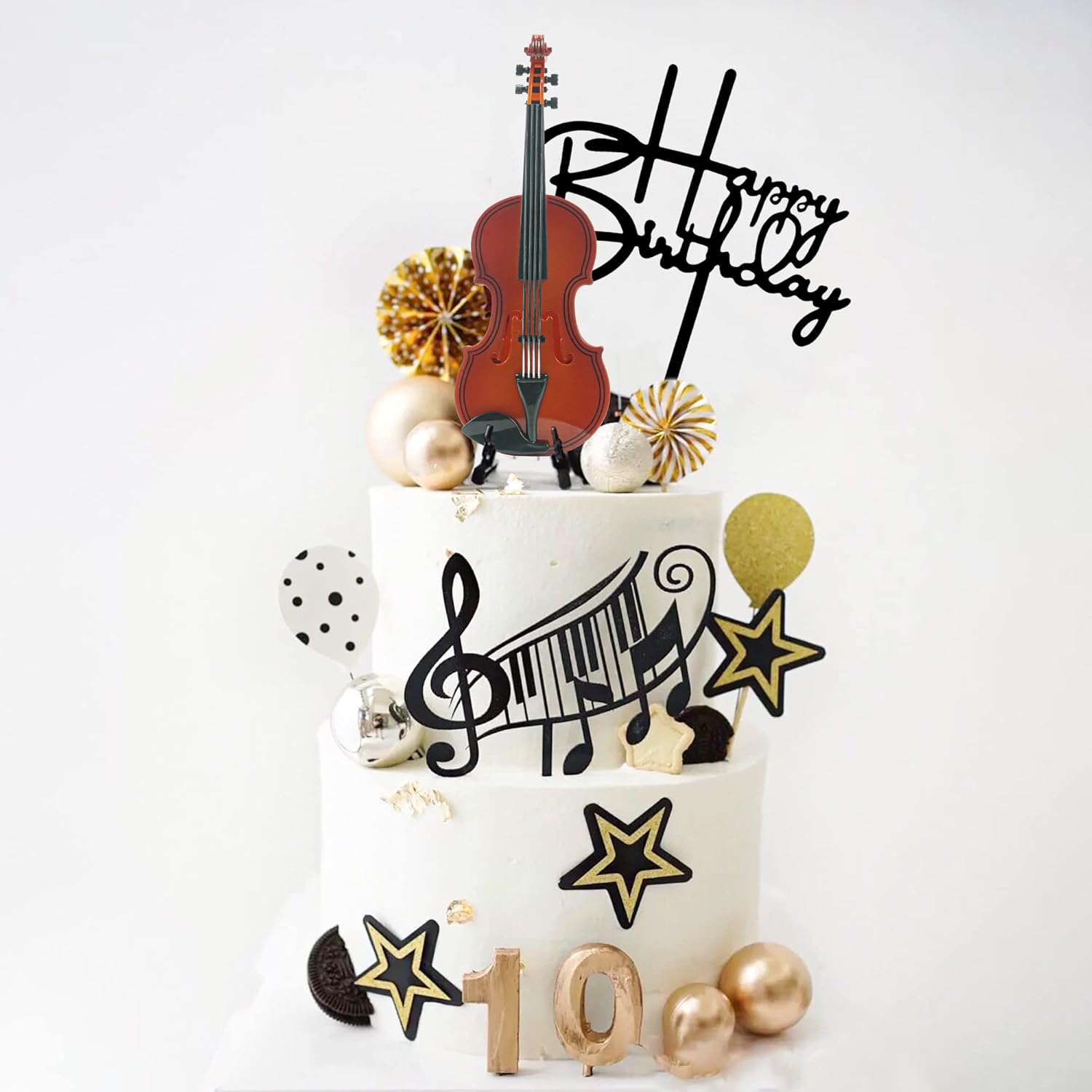 Violin Cake Toppers Music Note Birthday Cake Toppers Violin Model Decorations for Musician Party Birthday Party Baby Shower Supplies image number 4