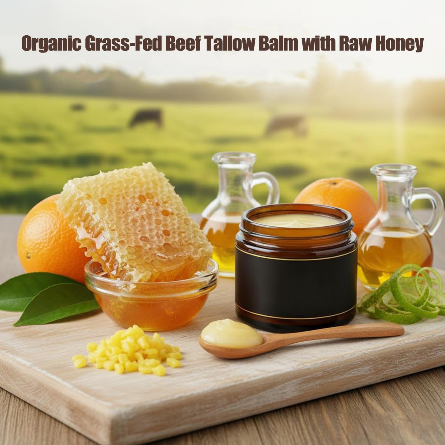 Eloix Tallow Honey Balm, Organic Grass-Fed Beef Tallow Balm with Raw Honey, Natural Body Moisturizer for Face & Body, Moisturizing Cream for Soft (Citrus) image number 3