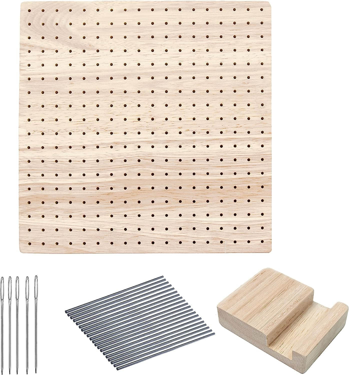 Wooden Crochet Blocking Board, Granny Square Blocking Board with 20 Pins and 5 Large Eye Needle, Blocking Mats for Knitting, Crochet Holder Accessorie