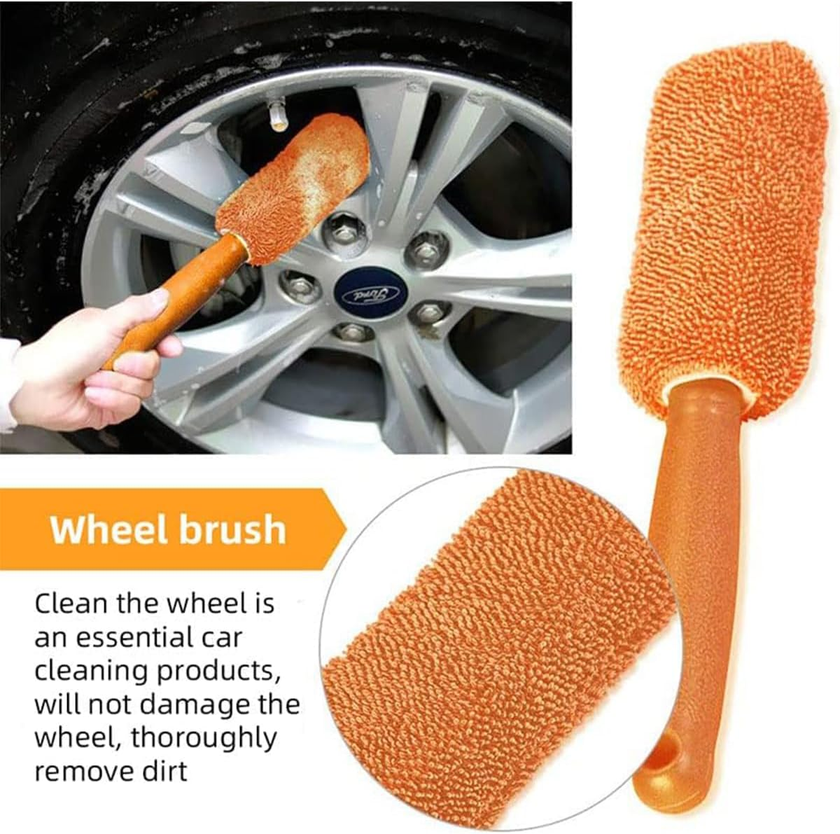 AIMALL 9PCS Microfibre Car Cleaning Kit with Wash Mitt, Wheel Brush, Waxing Sponge, Drying Towels and Polishing Cloths for Interior Exterior Auto Detailing image number 1