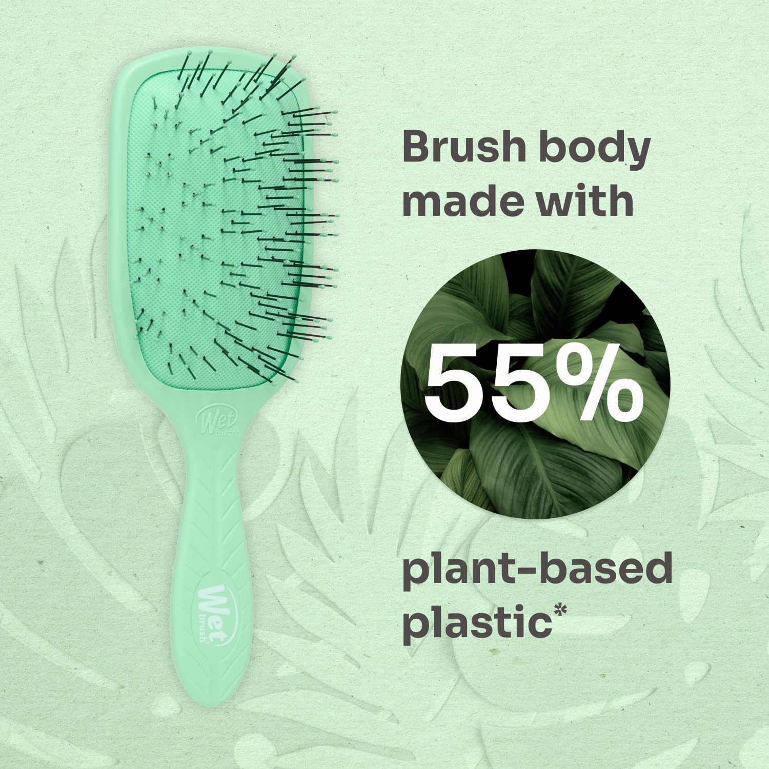 Wet Brush Go Green Thick Hair Paddle Detangling Brush, Green - Ultra-Soft Intelliflex Bristles with Aquavent - Gently Loosens Knots While Minimizing Pain - Curly, Coarse, Long, Wet & Dry Hair