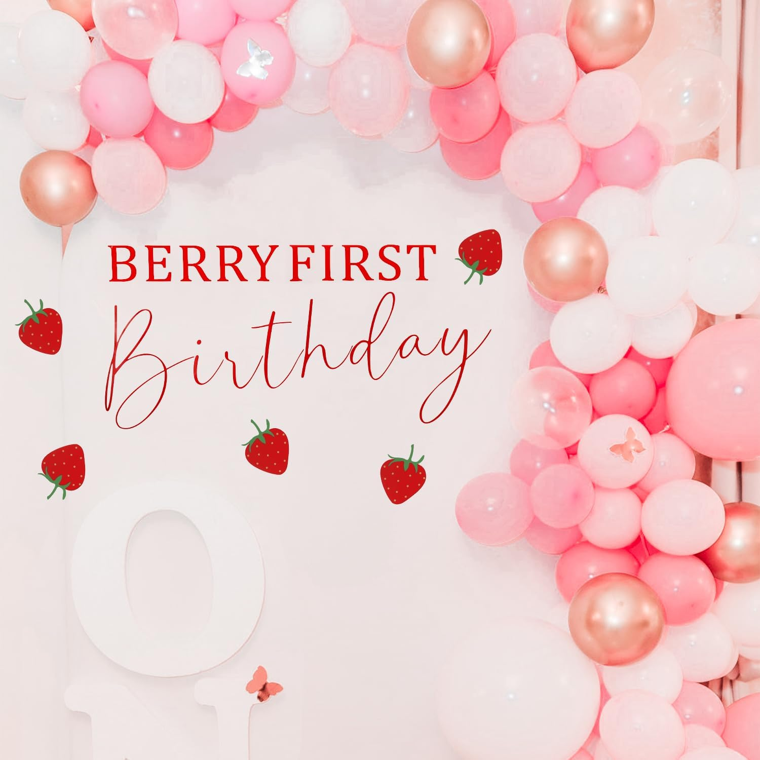 Strawberry Bow Sticker, Strawberry Theme First Birthday Background, Strawberry Theme First Birthday Decoration, Strawberry Theme Sticker Birthday Party Decoration Strawberry Theme image number 6