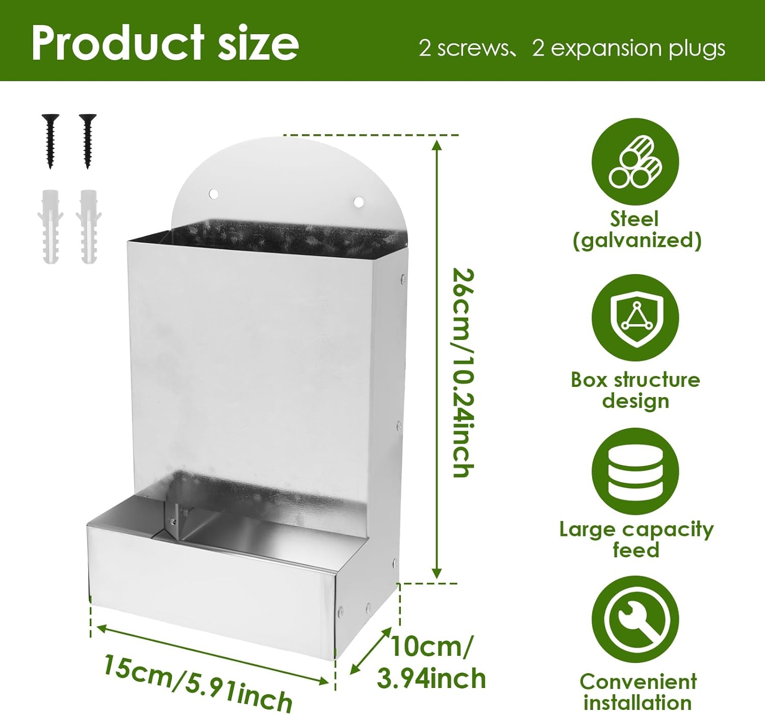 Chicken Oyster Shell Feeder, Metal Rooster Farm Grit Dispenser, Large Automatic Poultry Feeding Accessory for Duck Chicken Poultry image number 6