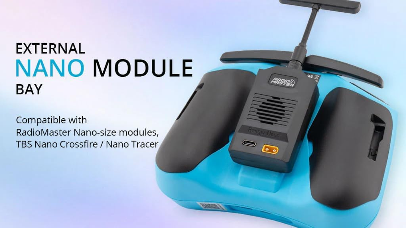 Opus Pocket Crush ELRS Portable Remote Controller Hall Gimbal Edgetx Built in LED Light Mode 2 (Blue) - Blue image number 4