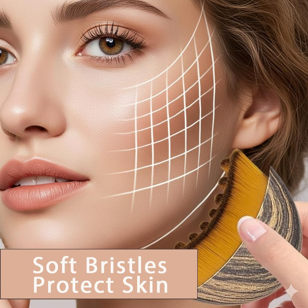 Mchifrys Lymphatic Contour Face Brush, Dry Massager for Face - Ergonomic Lymphatic Drainage Tool with Gentle Bristles for Sculpting and Lifting Skin(2 Pack)