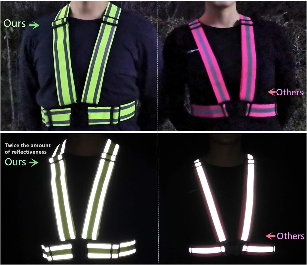 IDOU High Visibility Straps |Reflective Running Gear|Safety Vest for Men Women - 2, 2Pc-Yellow image number 4