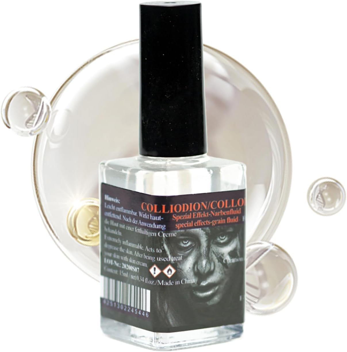 Rigid Collodion Scarring Liquid - 15Ml Halloween Scars Paint Liquid with Brush,Realistic Body Paint Makeups - for Face Skin Body Costume Cosplay Halloween Photography Party Performance Role Play