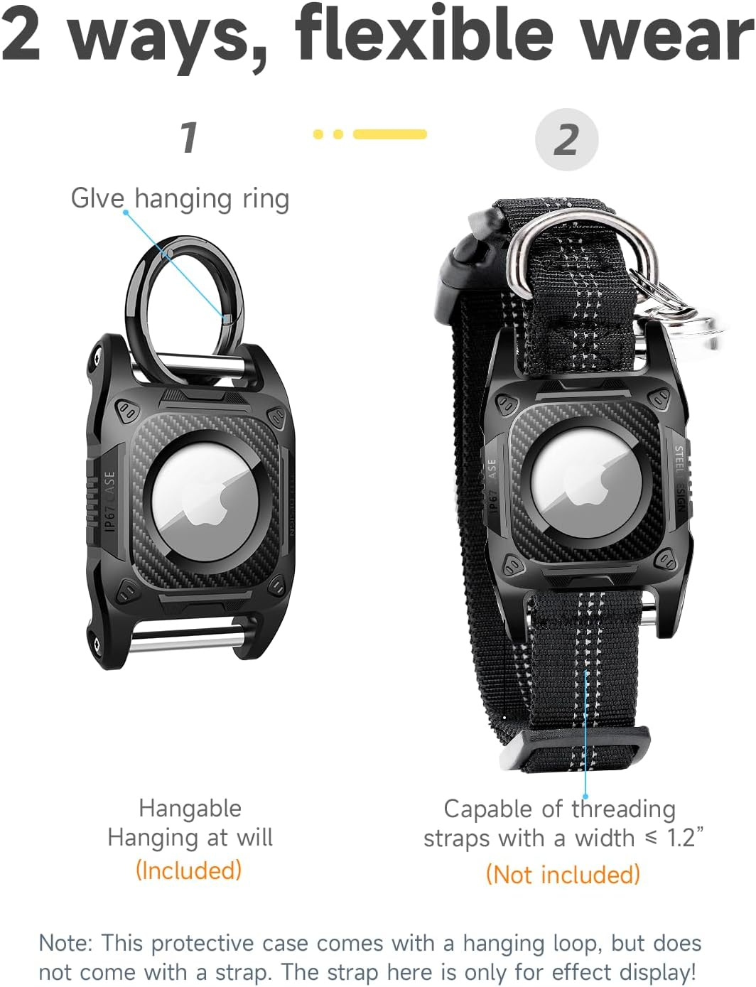 For Airtag Dog Collar Holder | for Air Tag Case Waterproof - for Airtag Holder for Dog Collar with Removable Metal Loop, Sturdy TPU, Lightweight, Compact Size (Black) image number 5