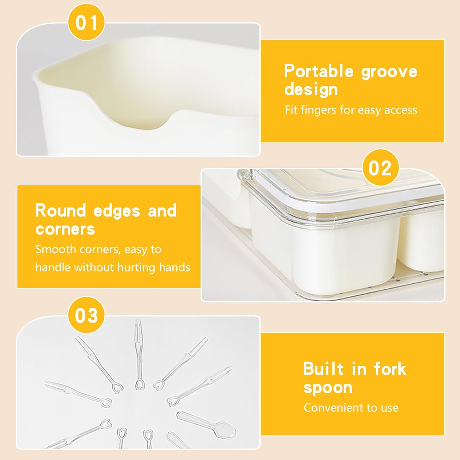 Square Snack Plate with Compartments, Dishes Food Storage Container with 8 Single Compartments, Snack Box Organiser for Sweets, Candy, Veggie, Biscuit, Nuts, Fruit image number 4