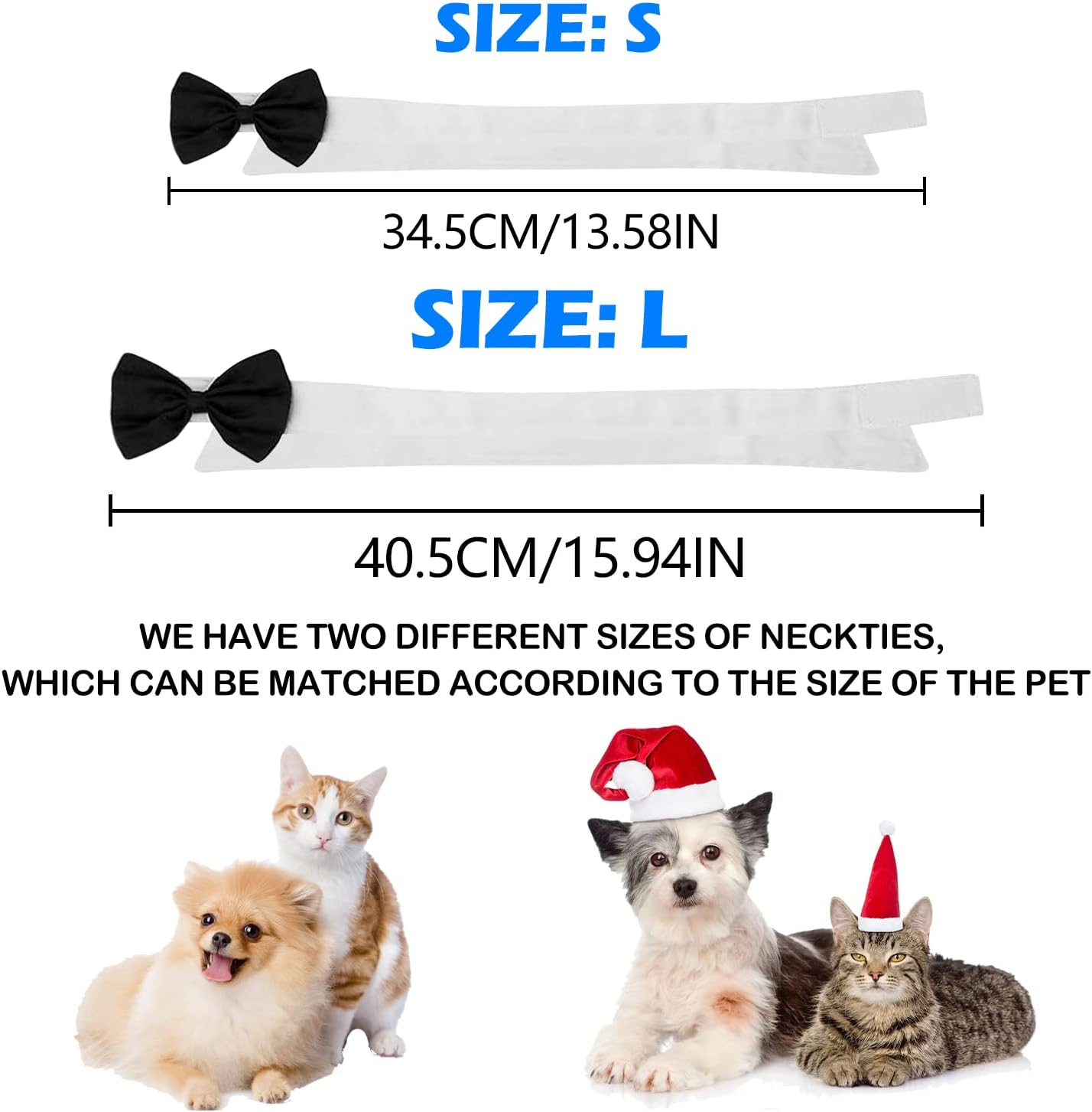 BOROLA Bow Tie Pets Dog Cat Adjustable Formal Collar Neck Tie Tuxedo (Black-S) image number 4