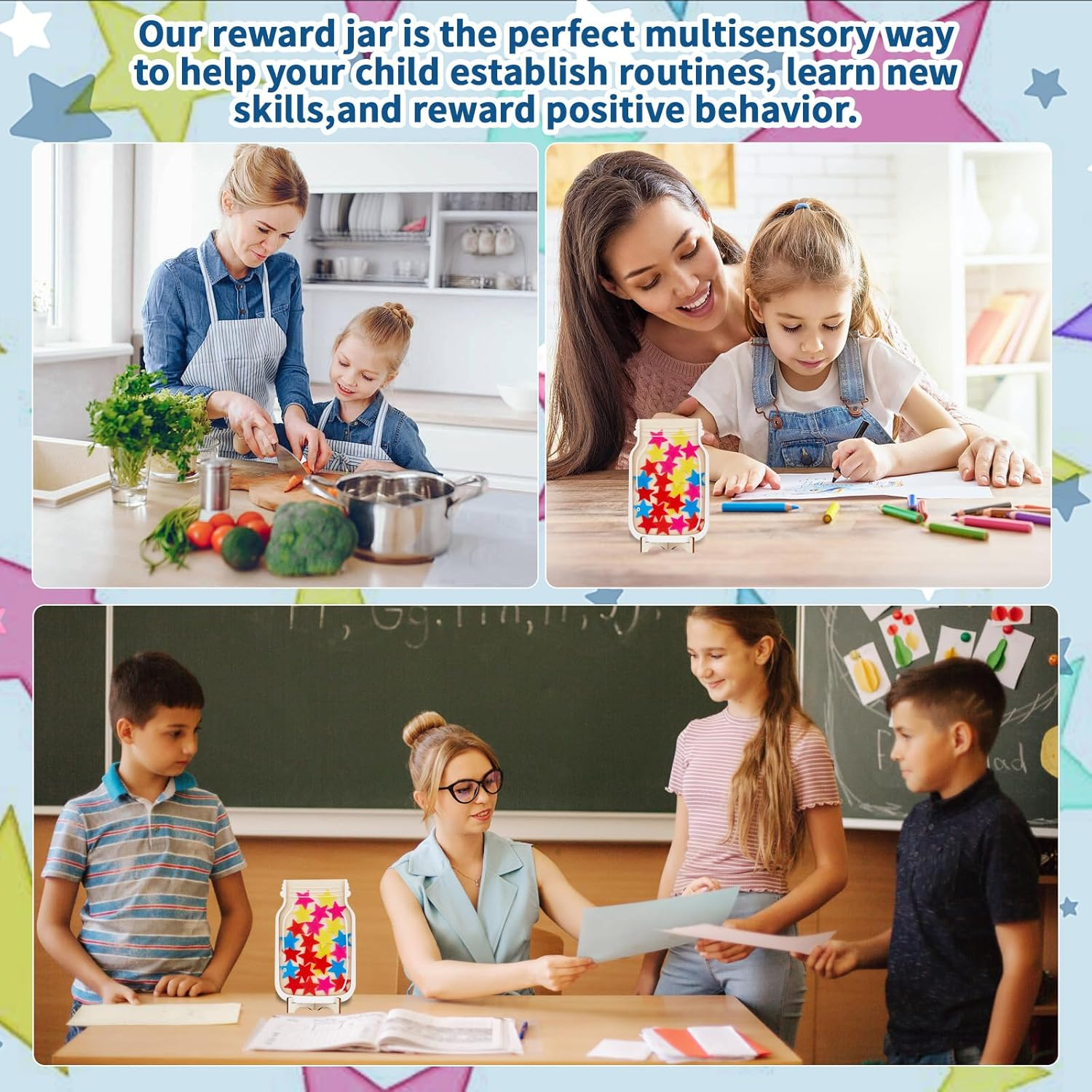 2 Pack Magnetic Reward Jar for Kids, Magnetic Star Reward Jar for Classroom, Behavior Management Classroom Tools, Reward Jar System for Classroom Home, Magnetic Reward Jar for Classroom Board image number 5