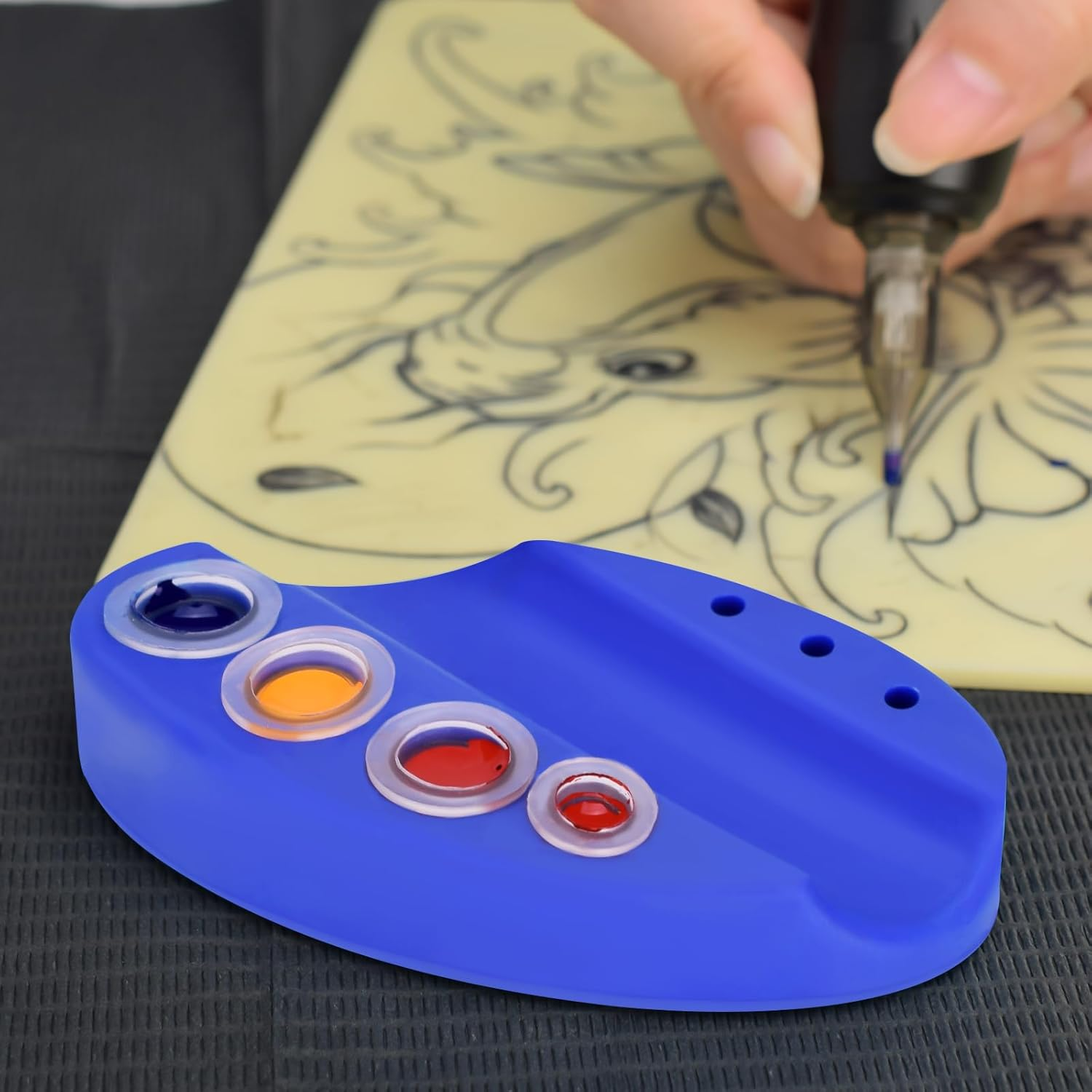 Tattoo Ink Caps 200Pcs Disposable Tattoo Ink Cups Silicone Pigment Ink Caps for Tattooing Pigment Cups for Microblading Tattoo Supply image number 3