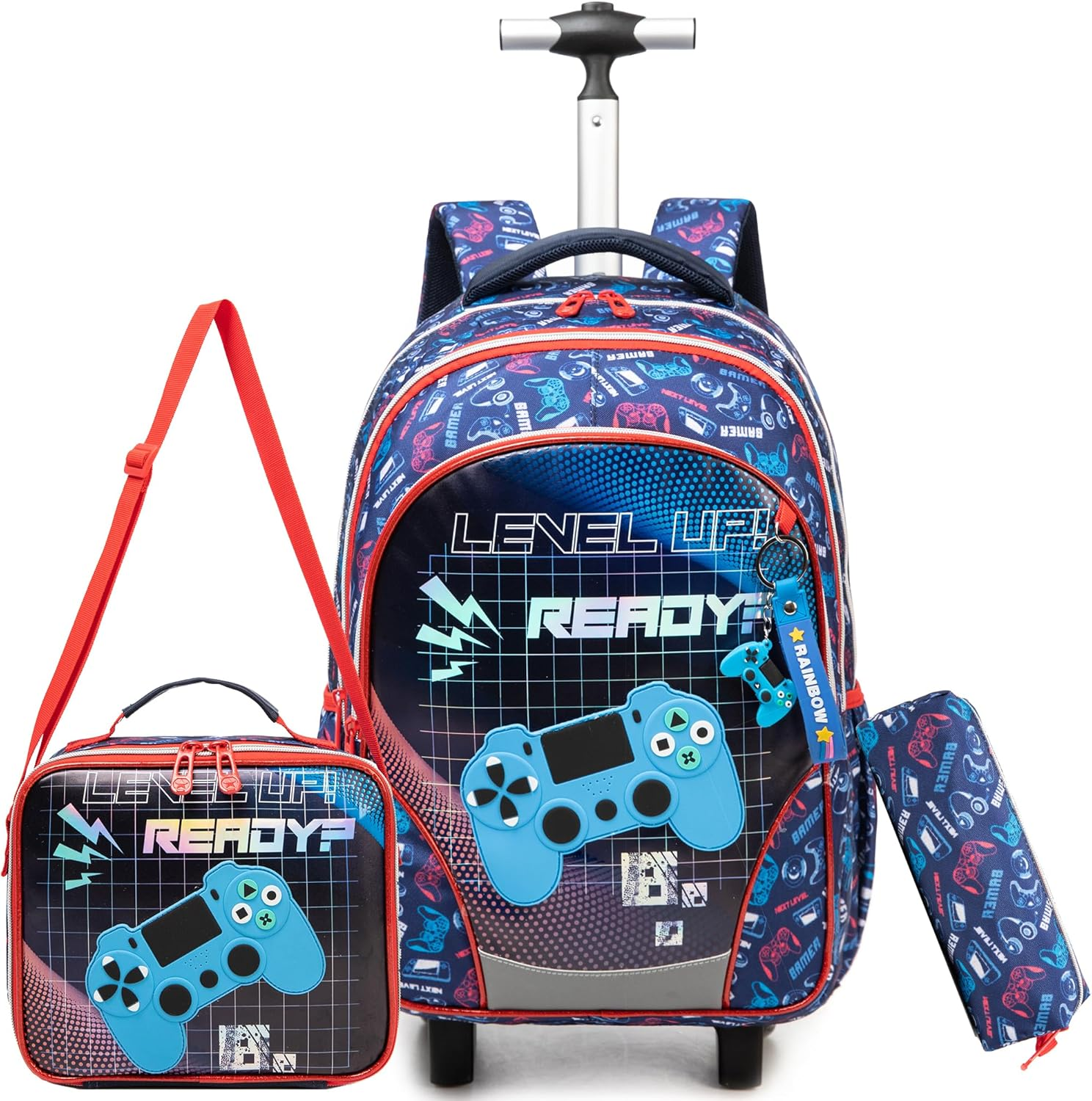 ZBAOGTW Rolling Backpack for Kids with Wheels Backpacks for Kids Travel Bags 3PCS Girls and Boys Backpack with Lunch Box