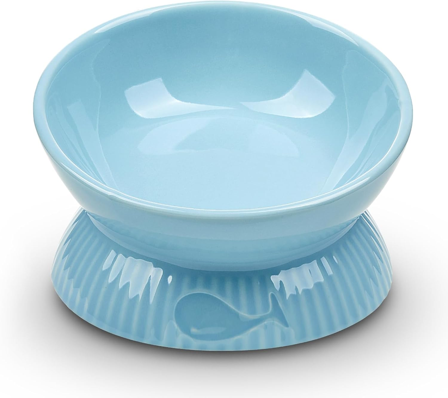 Elevated Cat Bowl, Ceramic Tilted Cat Food Bowl, anti Vomiting, Stress Free on Neck and Spine, Spill-Proof, Anti-Tipping, Dishwasher Safe, Raised Cat Bowls for Indoor Cats, Dry/Wet Food, Blue image number 6