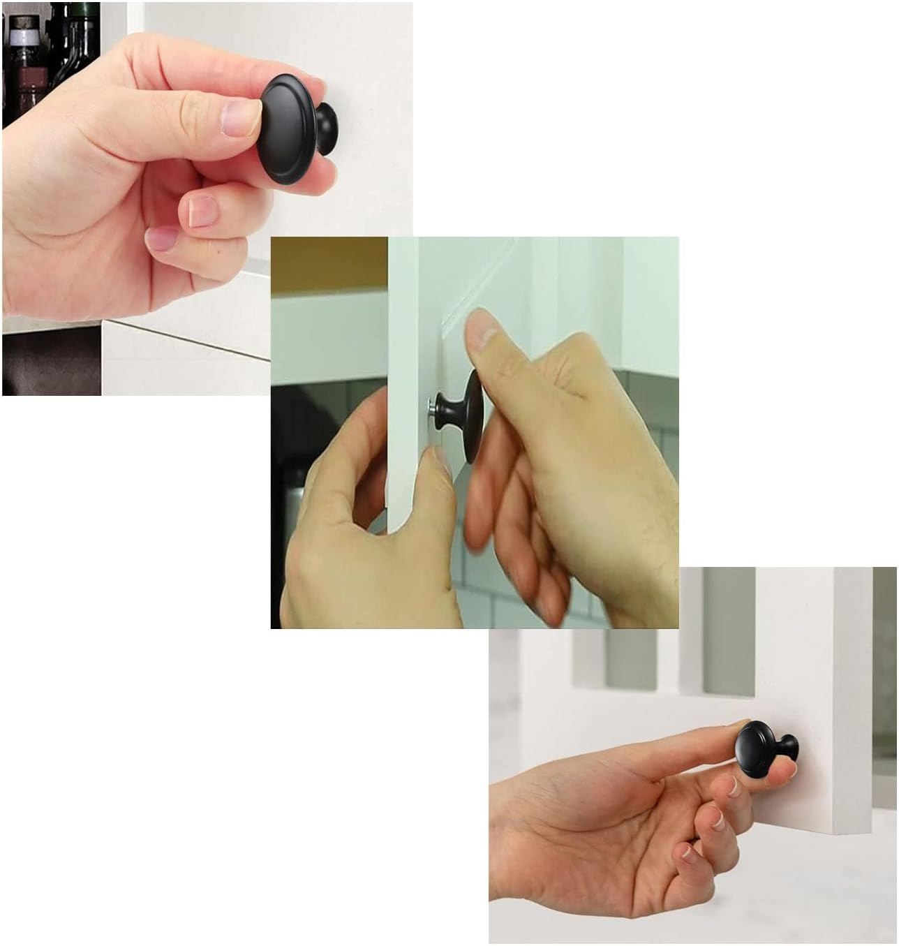 18 Pcs Black Cabinet Drawer Knobs, 1.13" Pulls and Handles with Screws, Kitchen Hardware for Dresser, Bathroom