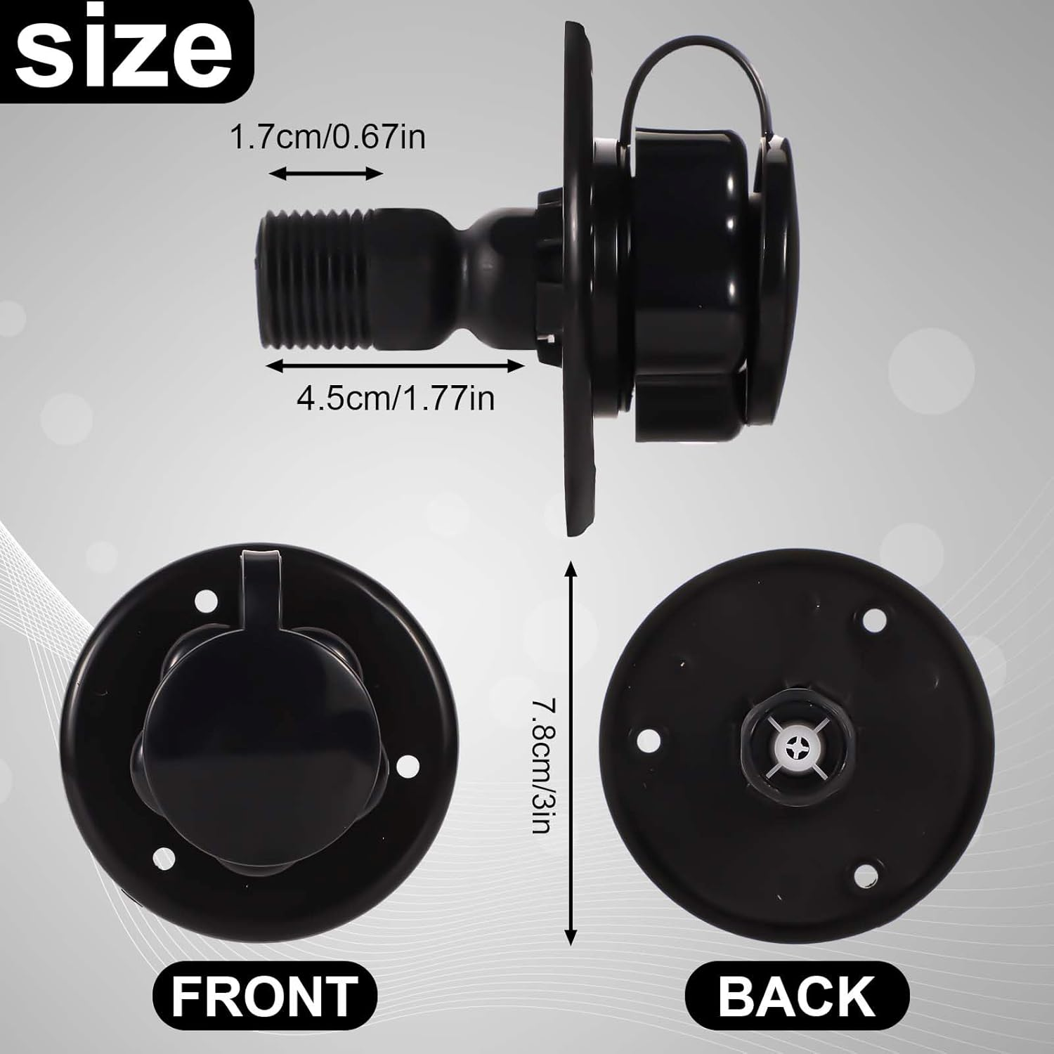 SAVITA RV Water Inlet with Check Valve, Brass Threaded Pipe RV Water Hookup Inlet RV Water Inlet Connection Camper Water Hookup Connector RV City Water Fill Inlet Flange for Camper Van RV (Black) image number 6