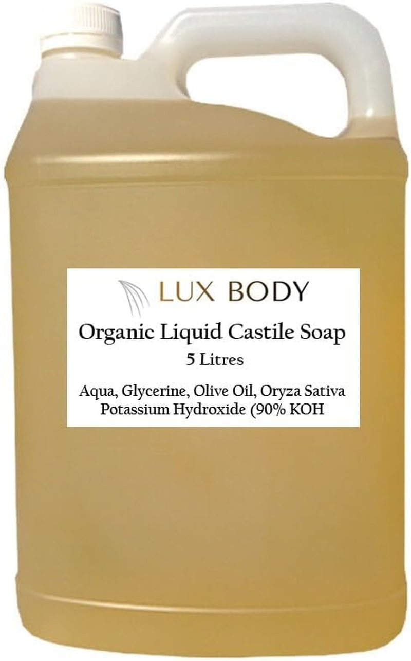 Lux Body Pure Organic Liquid Castile Soap - Thick & Concentrate. Free of Palm Oil, Parabens, Sulfates, Mineral Oil, Phthalates, Formaldehyde, Pegs and It'S Also Gluten-Free, Non-Gmo, 5 Litres image number 1