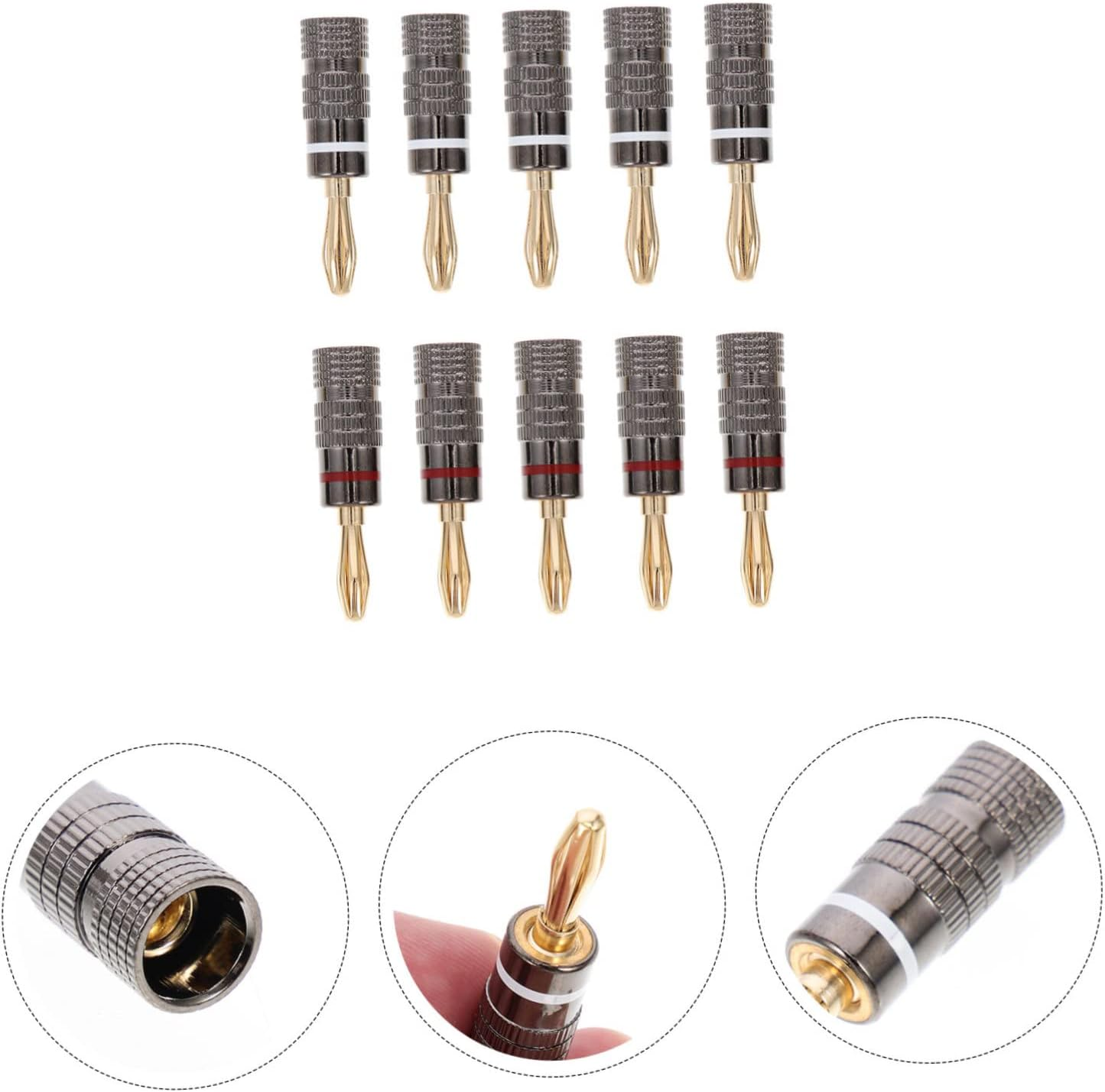 MOLUCKFU 10Pcs 4Mm Copper Banana Plugs Speaker Wire Connector Audio Jack for Hi-Fi Stereo Home Theater Sound Systems image number 2