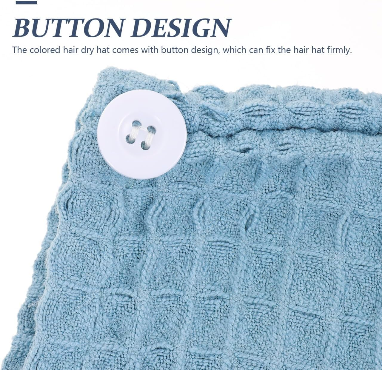 TOVINANNA Hair Drying Towel Wrap for Wet Hair with Button Closure Quick Absorbent Microfibre Turban Towel for Home Spa Use - Assorted Color image number 5