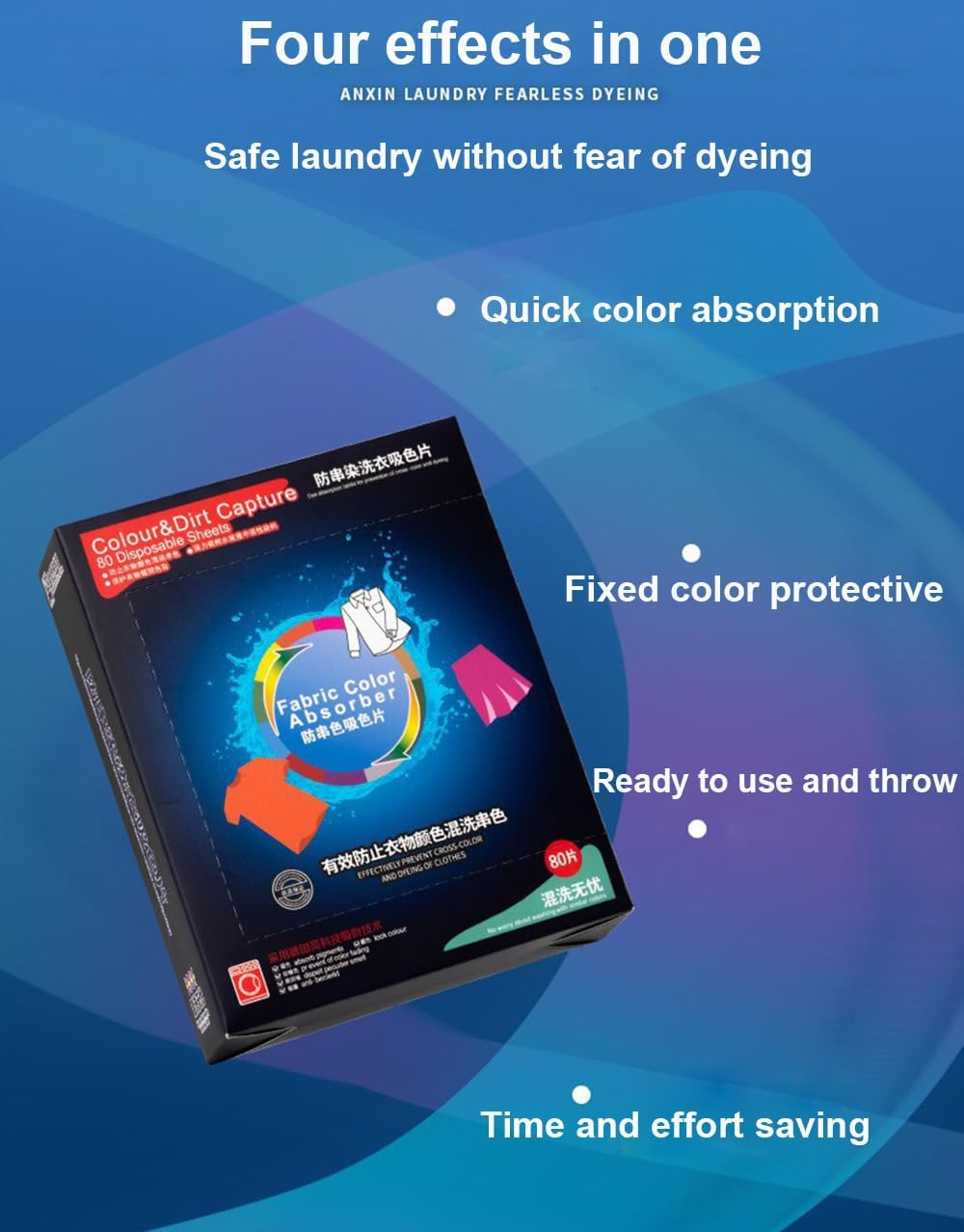 Color Absorber Laundry Sheets 240 Count, Dye Guard Grabber Sheets to Prevent Clothes for Washing Machine, Fragrance Free Color Trapping Sheets for Home or School, Maintain Original Color of Clothing image number 3