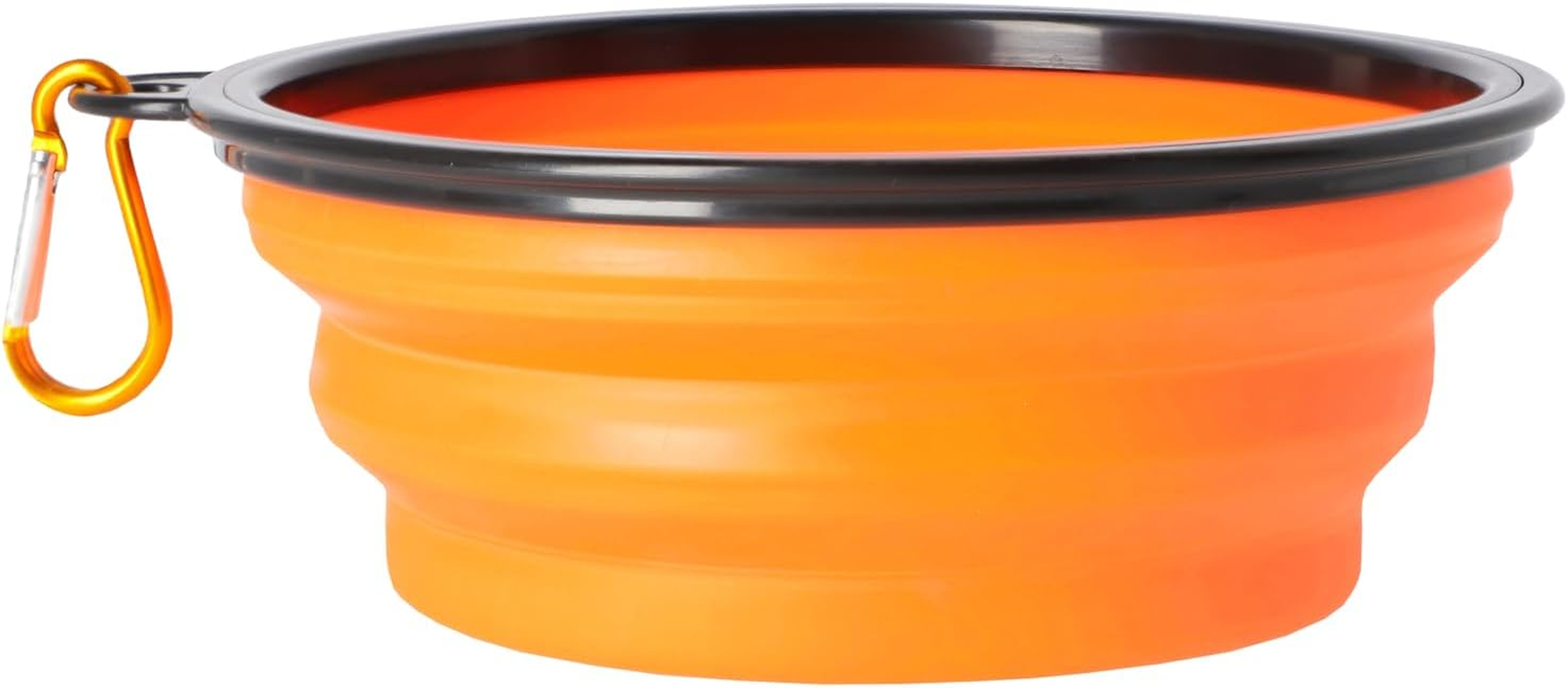 Dingo Dog Travel Bowl Made of Silicone with a Metal Carabiner, Black Edge Additionally Stiffened, Foldable and Lightweight Dog Feeder, Capacity 1000 Ml, Orange (14468) image number 3