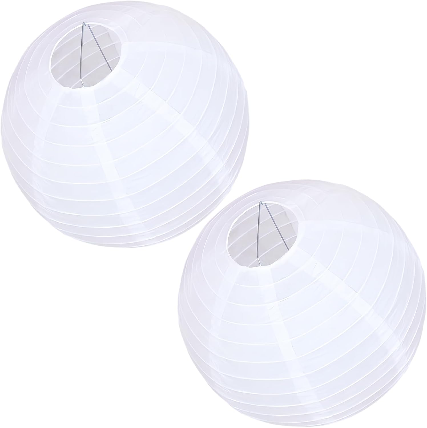 Pack of 2 Lampshade Paper round Lanterns White Paper Lampshade 20 Cm Paper Lantern Paper Lantern Classic Bamboo Style Ribbed Lampshade Decoration for Party Garden Wedding Birthday Decoration image number 5