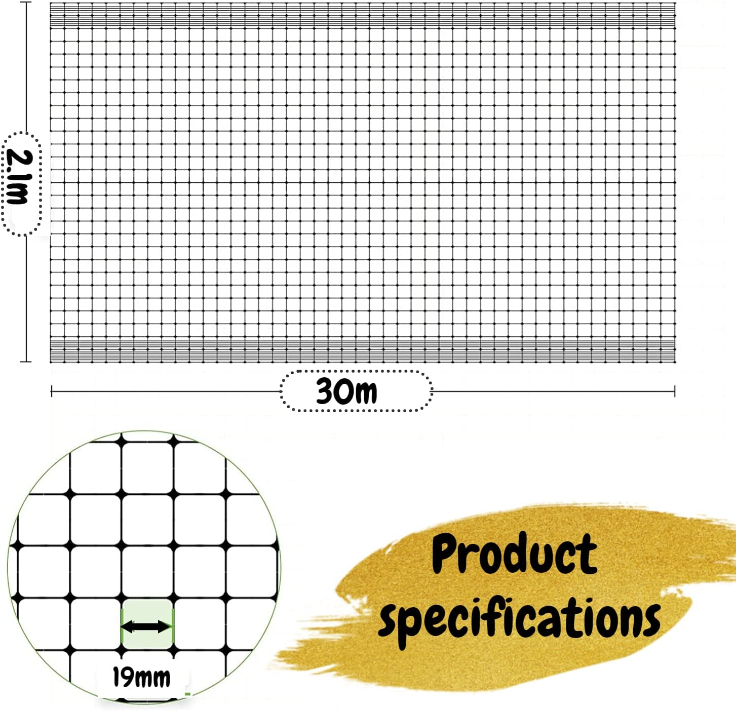 Garden Netting,2.1M*30M Bird Netting Garden Fence Netting to Defend Chicken,Deer,And Other Pests，Protection for Vegetables and Fruit Trees image number 4
