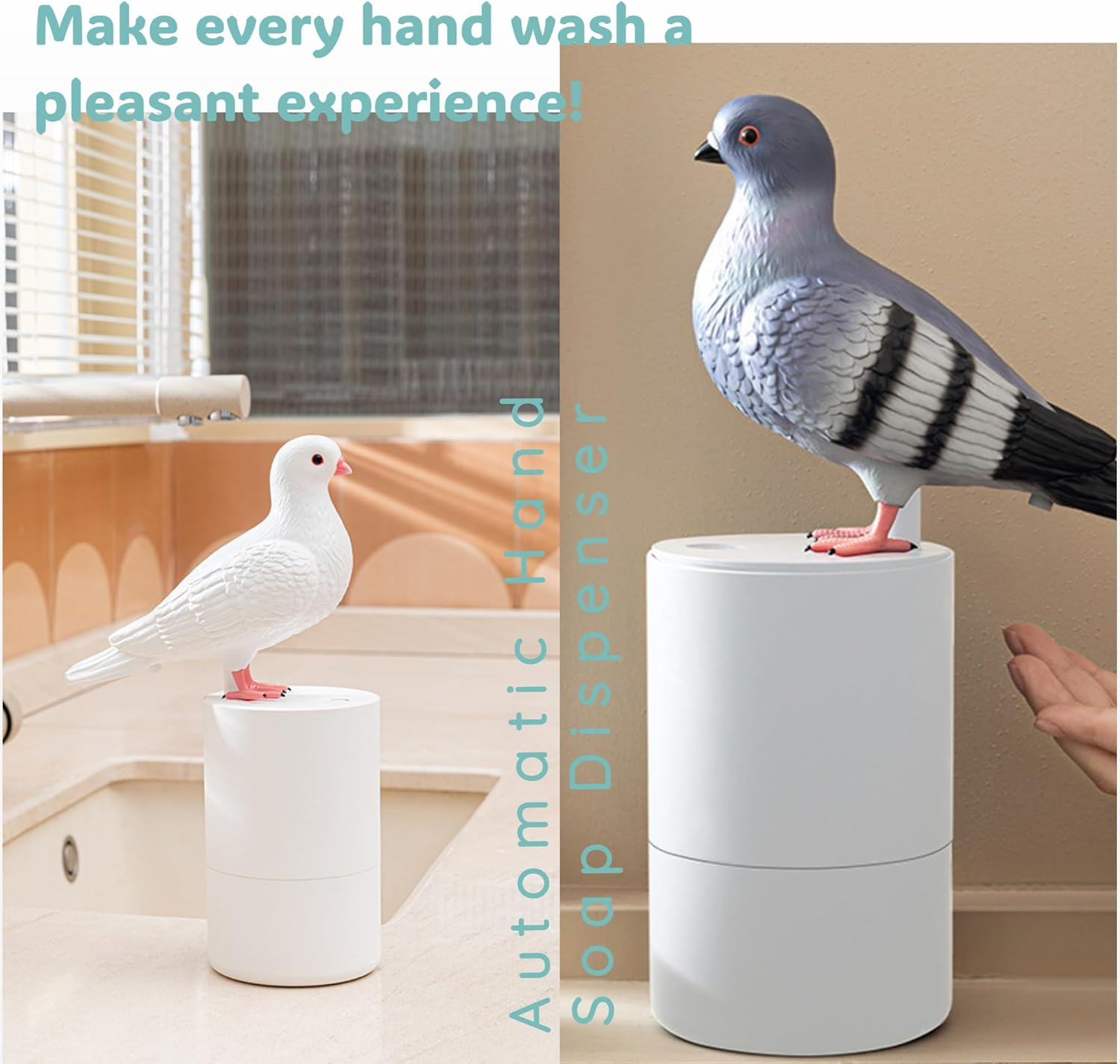 Pigeon Foam Soap Dispenser,Funny Bird Soap Dispenser, Touchless Foaming Soap Dispenser, Pooping Pigeon Soap Dispenser (White) image number 3