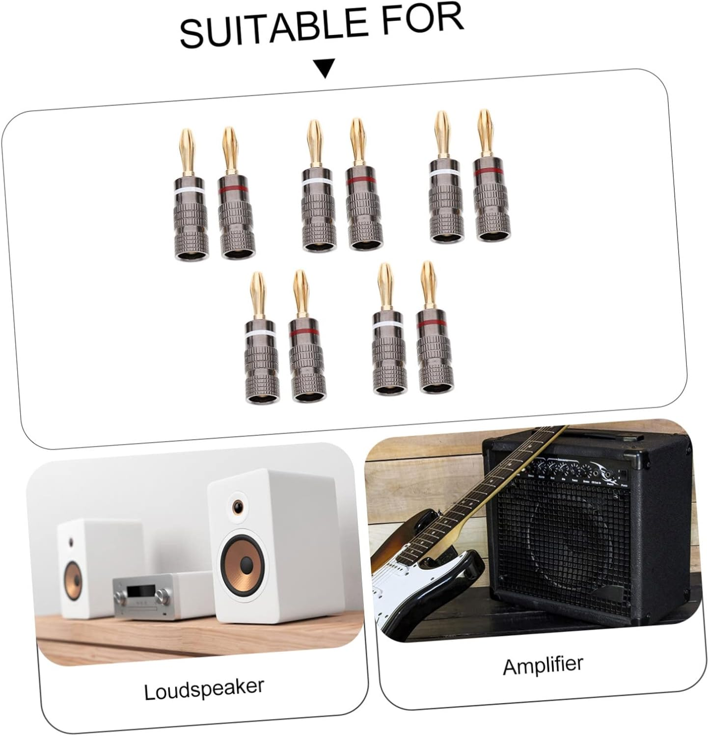 LIFKICH 10Pcs Gold-Plated Copper Banana Plug Audio Connector 4Mm Speaker Wire Clips for Home Theater and Hi-Fi Systems in Australia image number 4