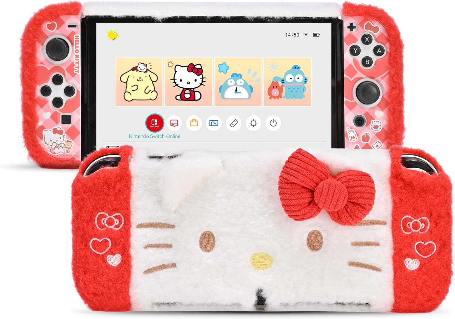 Kuitmor Plush Protective Case for Switch Oled,Kawaii Protective Shell,Hard PC Slim Cover Case Compatible with Switch OLED Console and Game Console - HLK image number 2