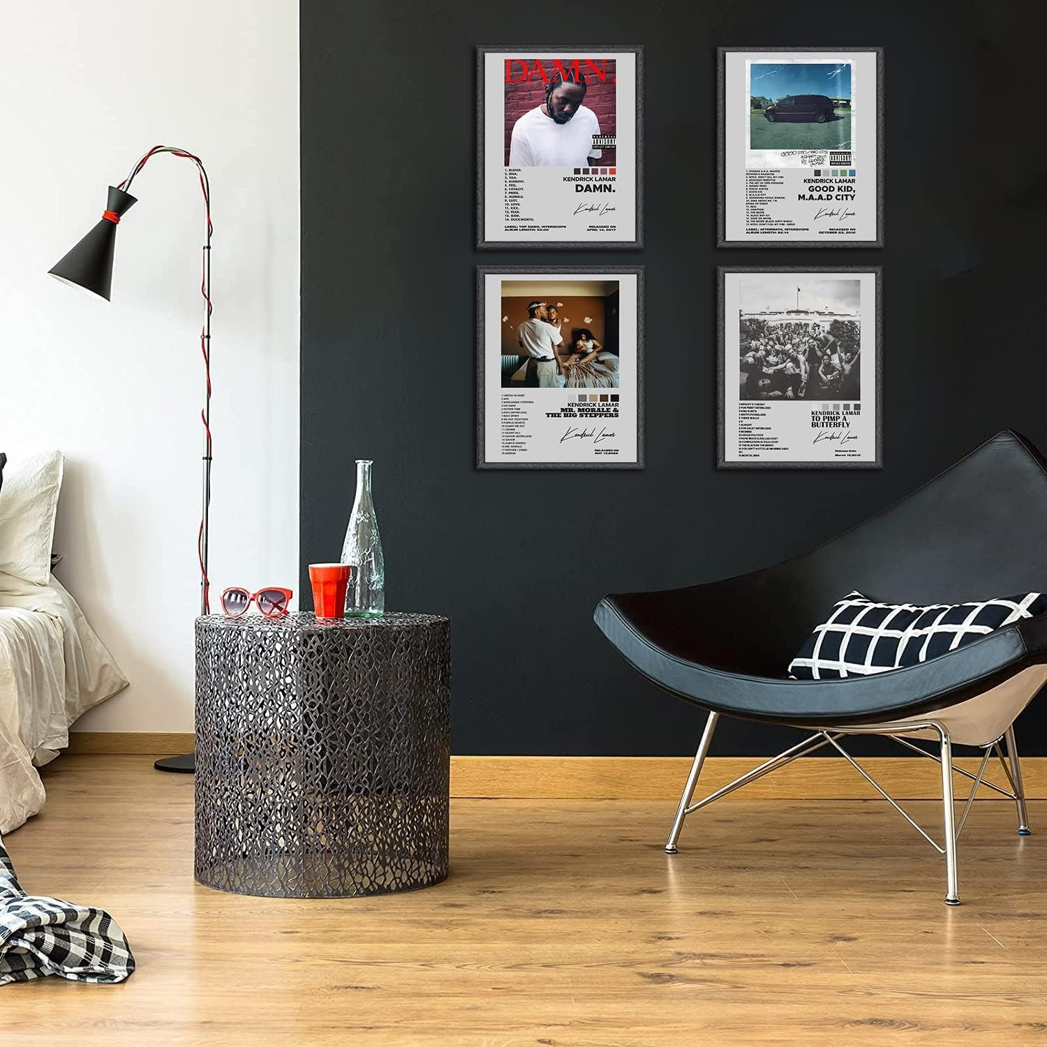ZIENVE Kendrick Lamar Album Cover Posters, Set of 4 Print Music Canvas Wall Art Album Cover Signed Limited Posters Aesthetic Room Decor, 20 X 25Cm Unframed