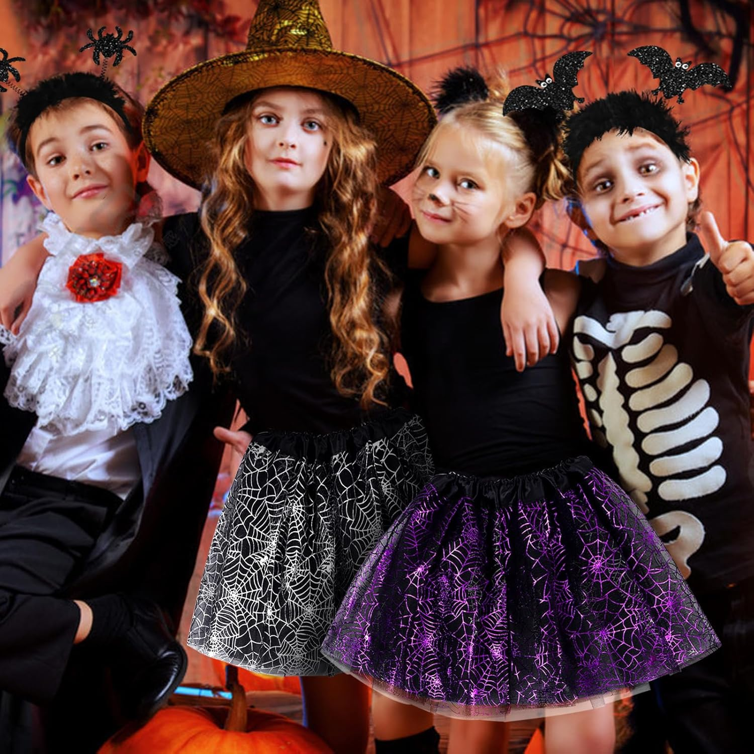 Witch Costume Children, Halloween Witch Costume Girls, Witch Tutu Skirt with Hairband, Witch Fancy Dress Set, Witch Costume for Carnival Halloween Fancy Dress Cosplay Party - Silver image number 2