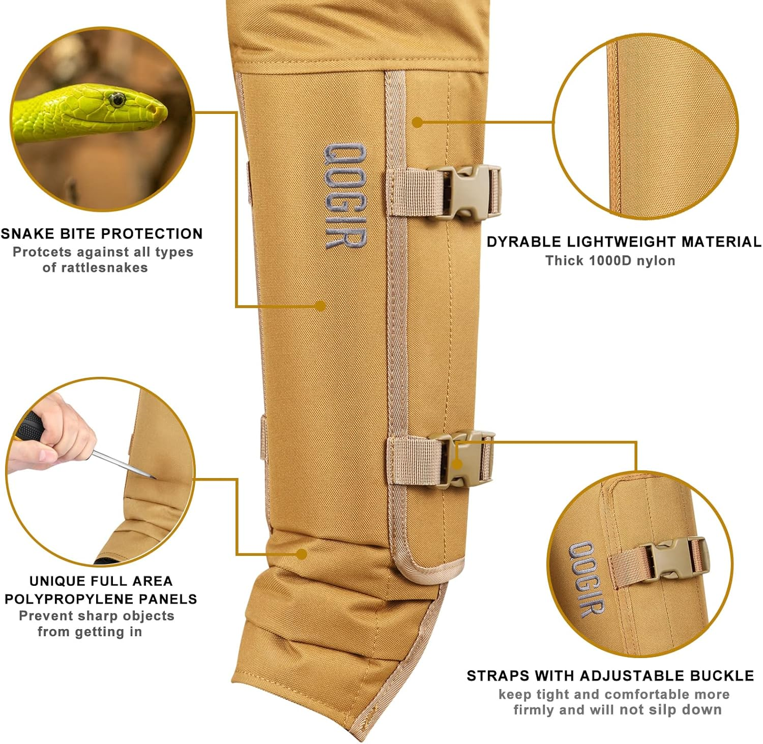 Snake Guard Snake Chaps, Superior Snake Bite Protection Gear, Waterproof Snake Gaiters for Hunting image number 3