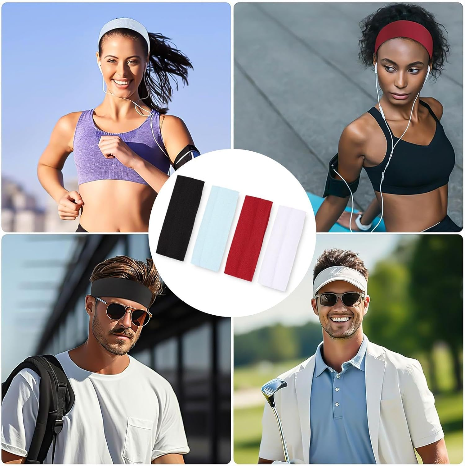 10-Piece Women'S Headband and 4-Piece Hairpin, Elastic Headband, Sports Headband, Headband against Slipping, Sweat-Absorbing Headband image number 5