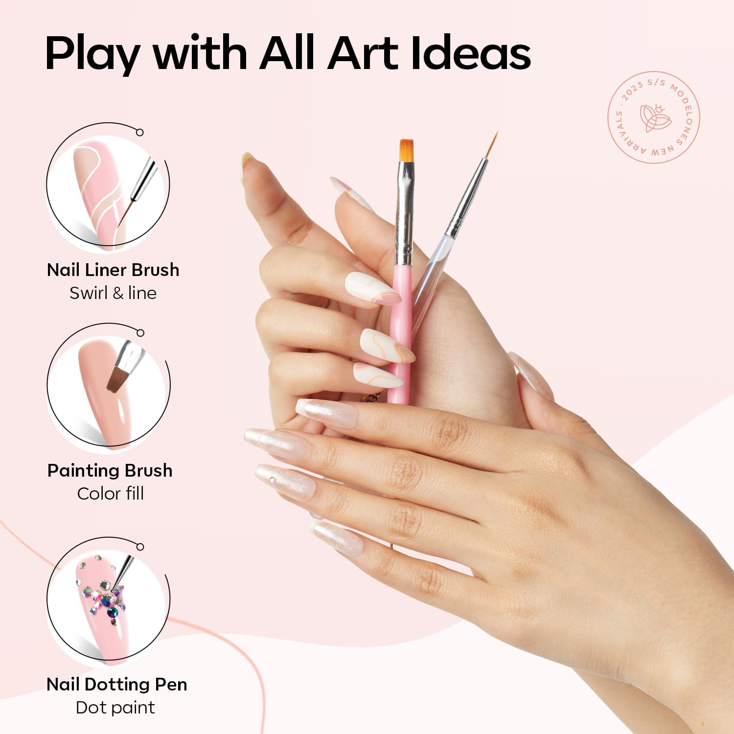 Modelones 20 PCS Gel Nail Polish Kit with U V Light Portable Dryer Lamp - 6 Cashmere Nude Pink Nail Gel Manicure Kit for Beginners Include Base and Top Coat Starter-Friendly Liner Brush Women Gift image number 5