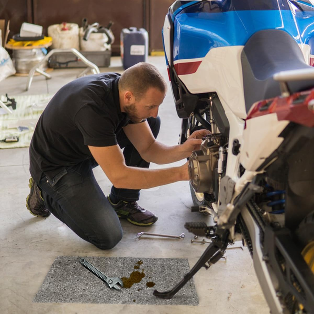 50 Pcs Oil Absorbent Pads, Oil Absorbing Sheets 10" X 13" Oil Spill Mat, Clean and Clear Oil Absorbing Sheets Oil Pads for Home Garage Basement Restaurant and Kitchen (Gray) image number 6