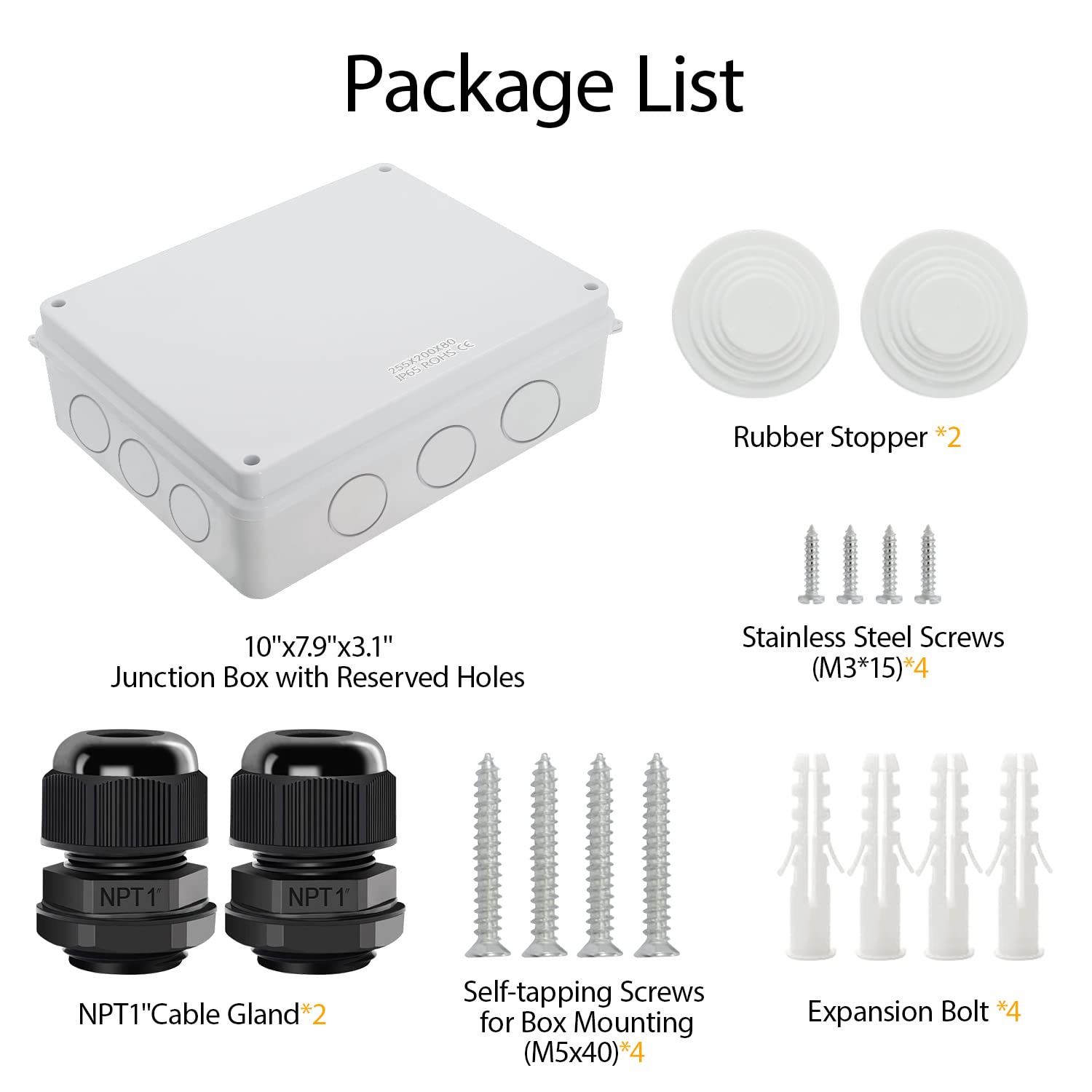 Lemotech Junction Box, Electrical Box IP65 Water Resistant Dustproof ABS Plastic Project Enclosure for Electronics White 10 X 7.9 X 3.1 Inch image number 6