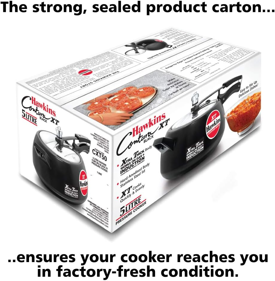 Hawkins Contura XT Pressure Cooker, Black, 5 Litre Capacity image number 1