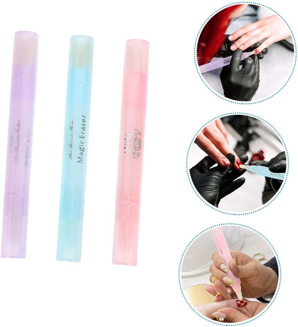 VICASKY 3Pcs Manicure Polish Corrector Pen Nail Care Tool Refillable Nail Polish Remover Pen image number 3