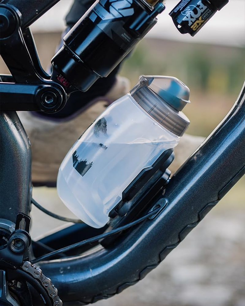 Peaty'S X Fidlock Lockin Magnetic 450Ml Bike Water Bottle & Mount, Bicycle Drink Bottles, Cycle Accessories for Mountain Biking & Cycling, Premium Alternative to Cage, Twist & Release - Mountain Clear image number 2