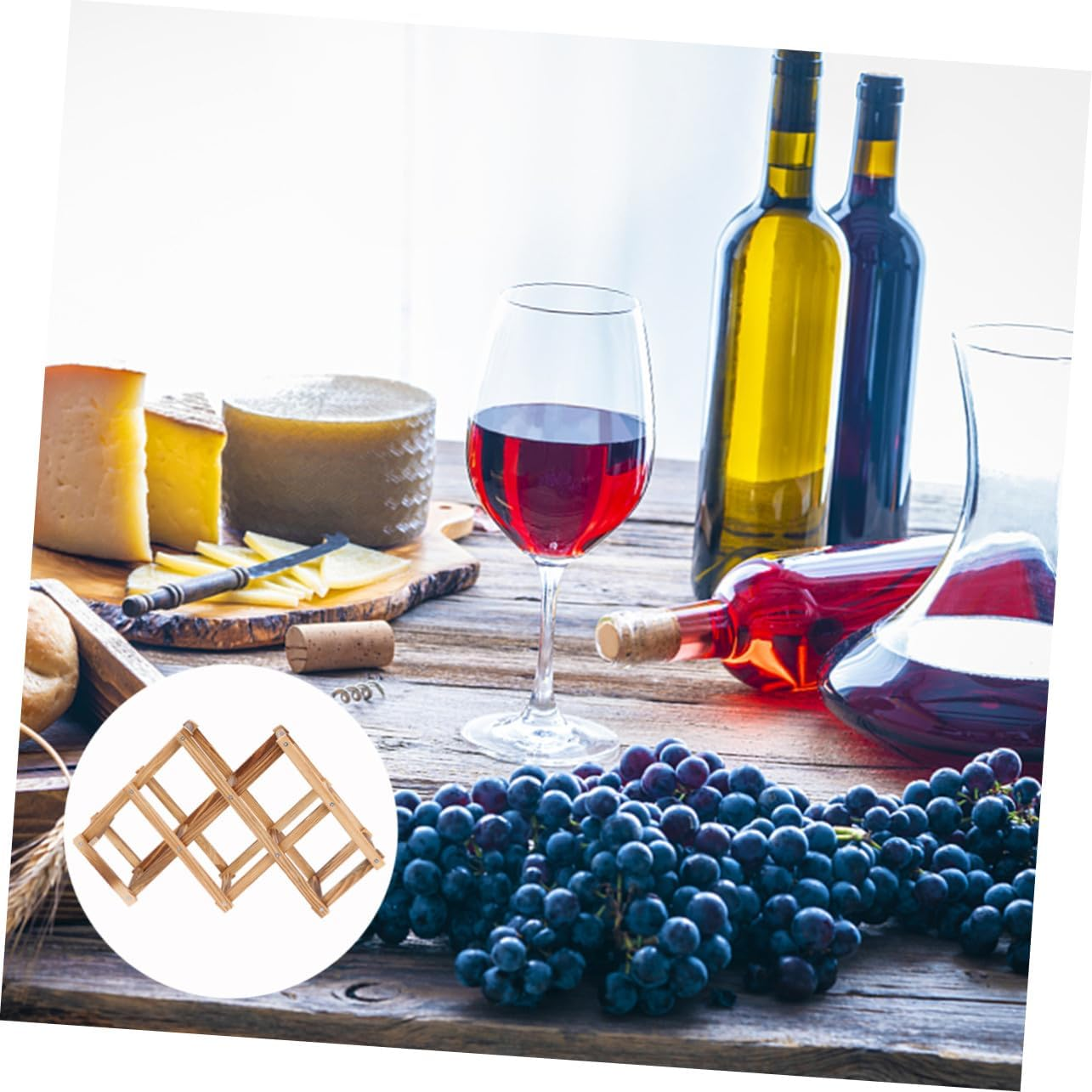 LIFKOME Foldable Wine Rack Modern Wine Holder Space-Saving Storage Shelf for Kitchen Bar Living Display Bottle Capacity Brown Geometric Design image number 2