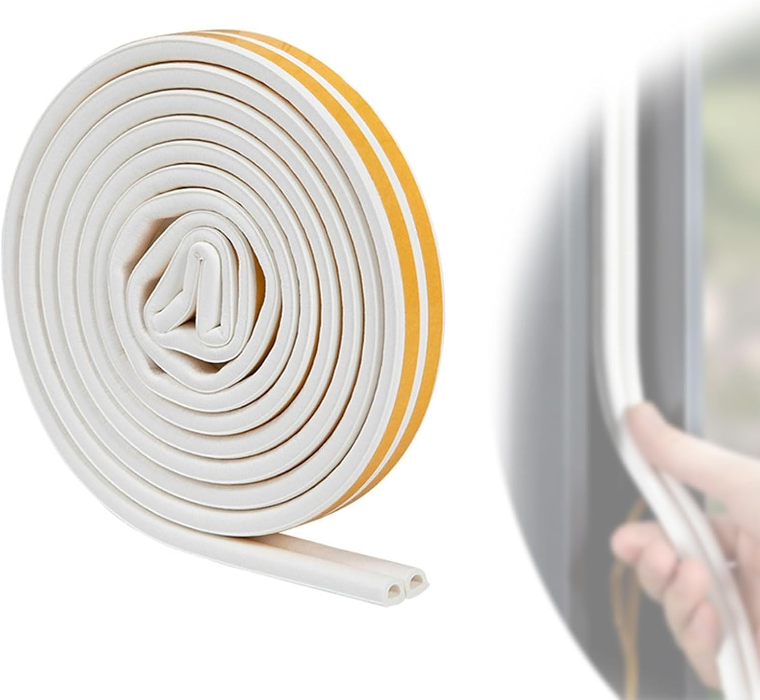 Xolixorium Window Seal Strip - Draft Excluder for Doors, Self Adhesive Weather Strip Door Seal Strip, 20 Feet Insulation Strip Draught Excluder Tape (White)