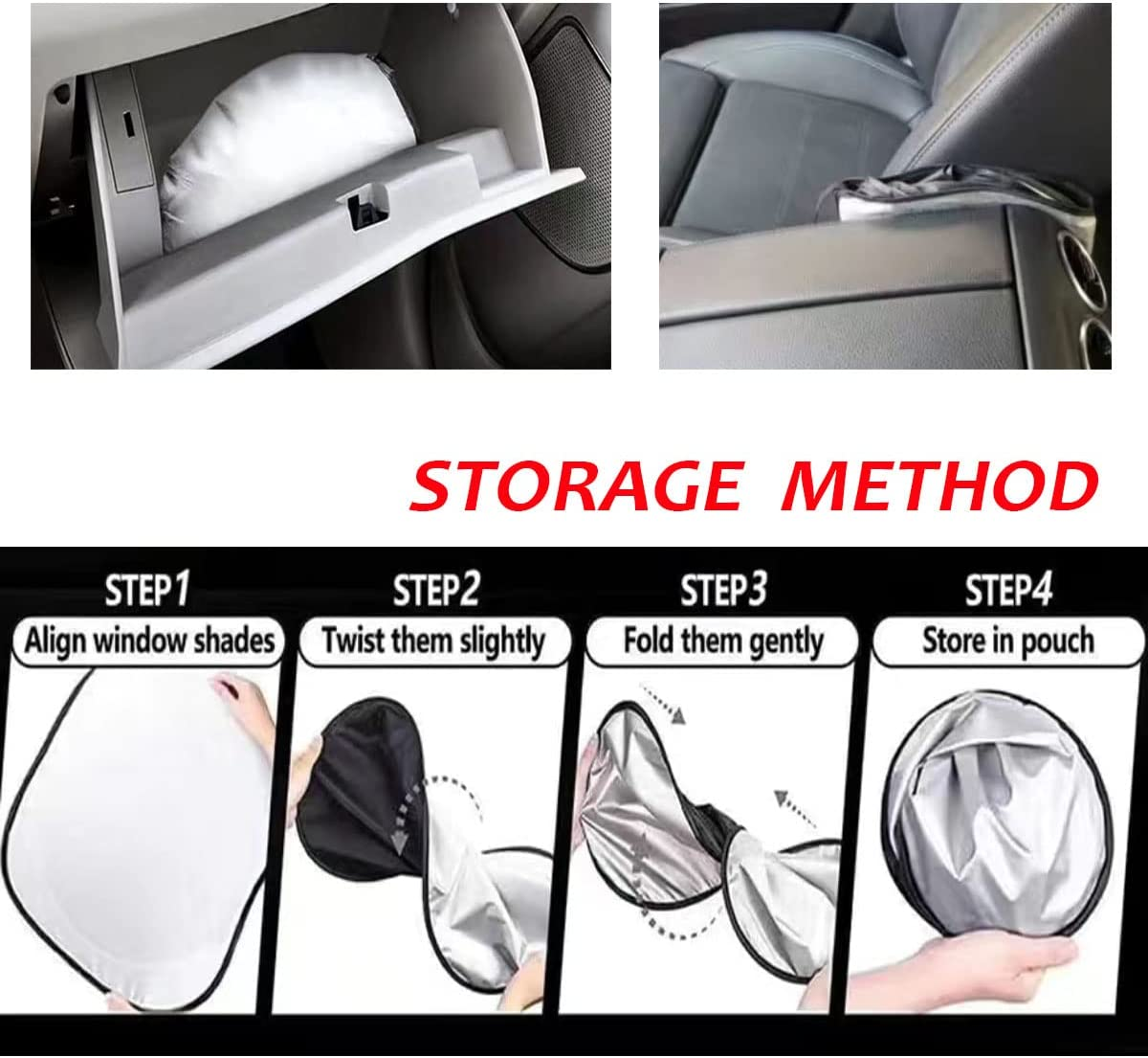 Upgraded Foldable Car Sun Shade Covers,Collapsible Car Windshield Sun Shade Maximise UV Protection,Keep Vehicle Cooler(150Cm*70Cm) image number 6