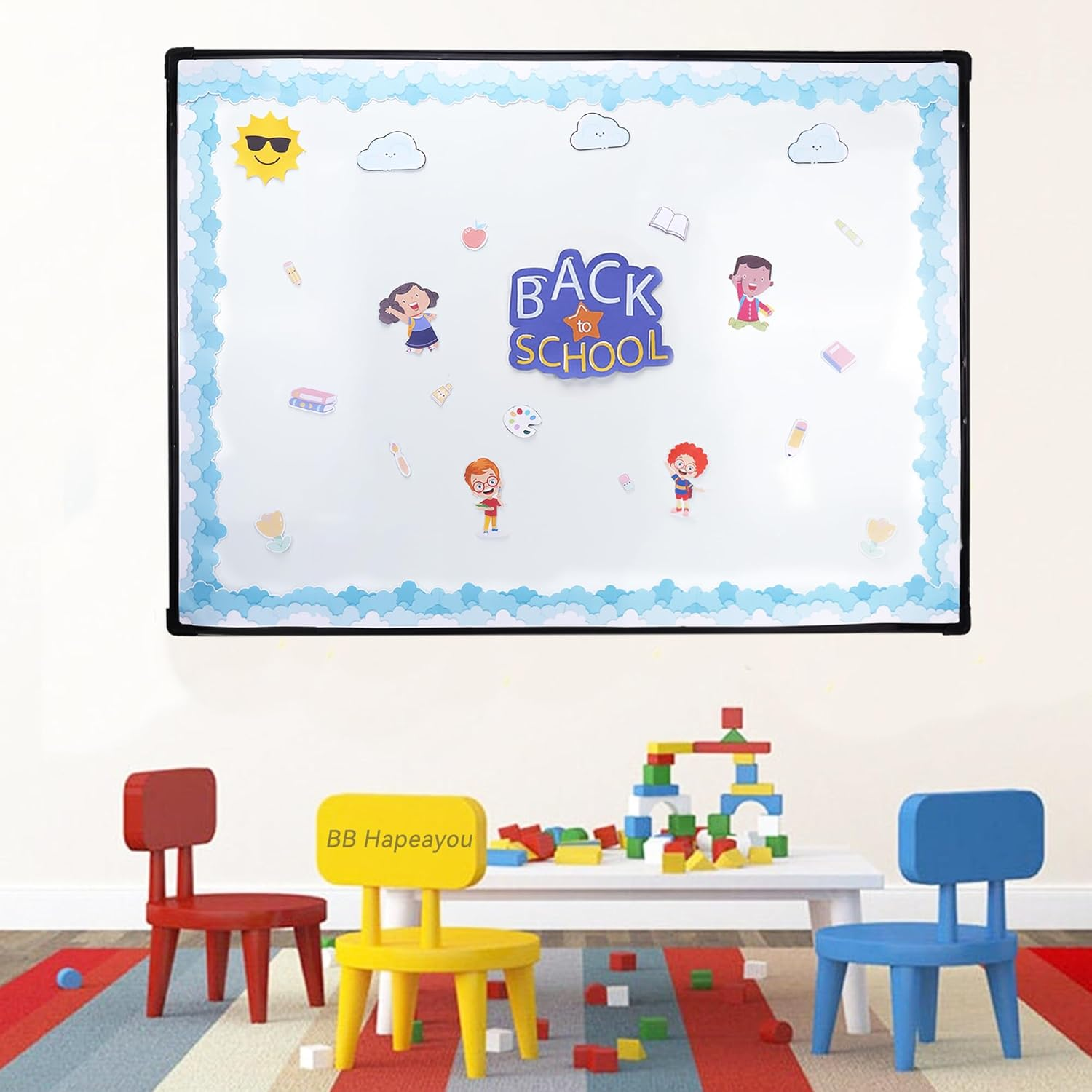 Bulletin Board Border 65.6Ft Classroom Blackboard Decoration for School/Office/Party (Cloud) image number 3
