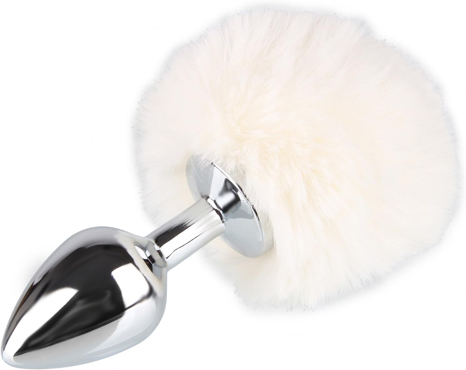 Beauty7 White Rabbit Bunny Tail Anal Plug Stainless Steel Anales Plugs Butt Plug Toys Starter Trainer Kit Set Hypoallergenic Anus Butt Sexual Plugs Pleasure for Women Men Beginners Sex Toys(Size:S) image number 3