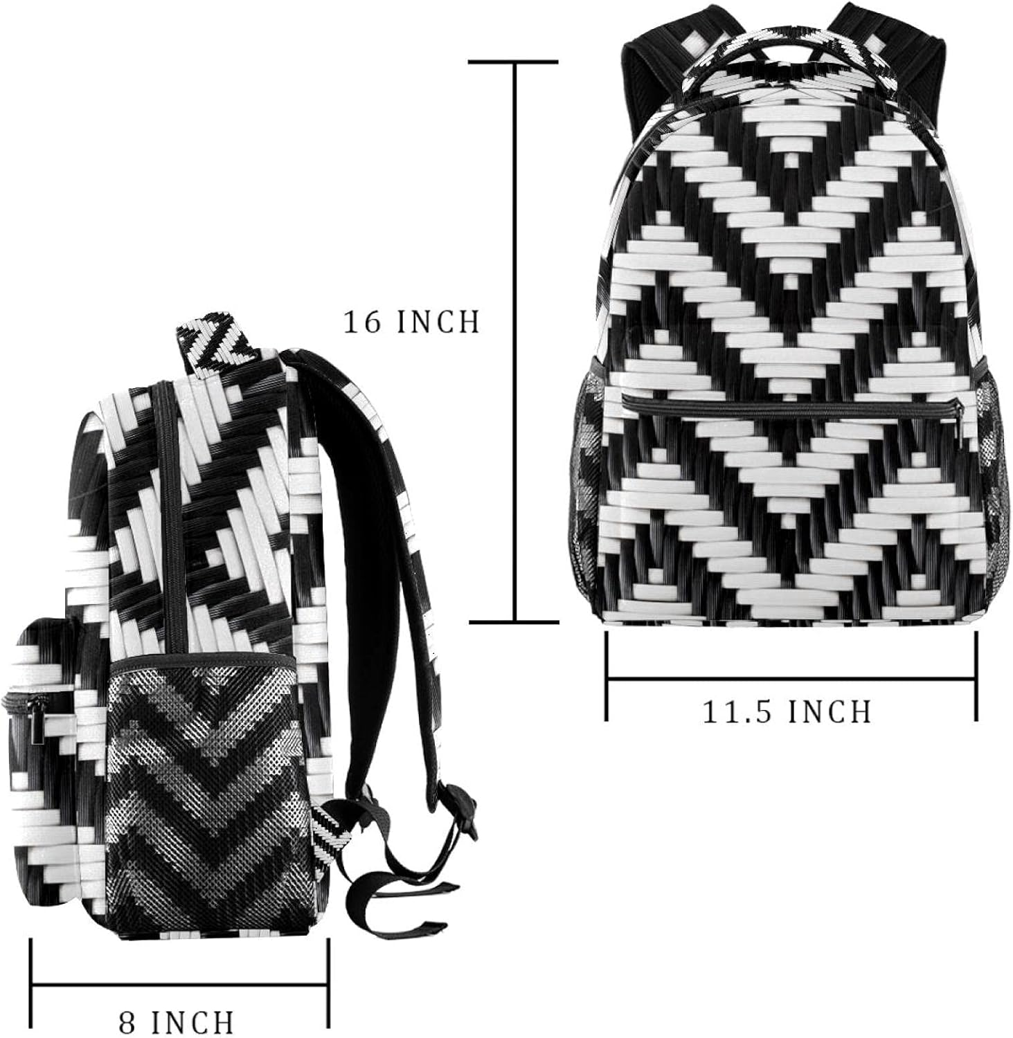 Zigzag Backpack Students Shoulder Bags Travel Bag College School Tote Backpacks image number 2