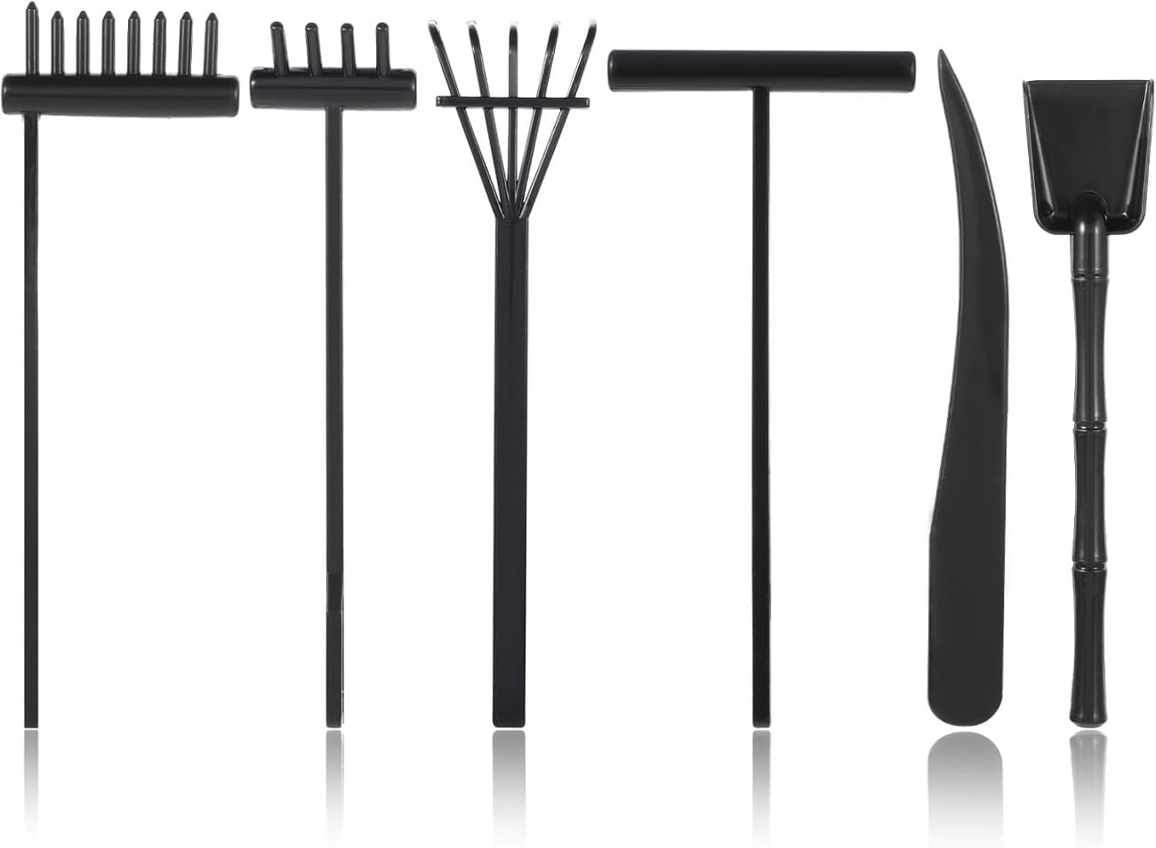 WADY 6-Piece Zen Garden Sand Rake Tools Set,Decorative Crafts Accessories for Sand Table & Meditation, Complete Zen Garden Kit with Rakes, Combs & Sculpting Tools (Black) image number 5