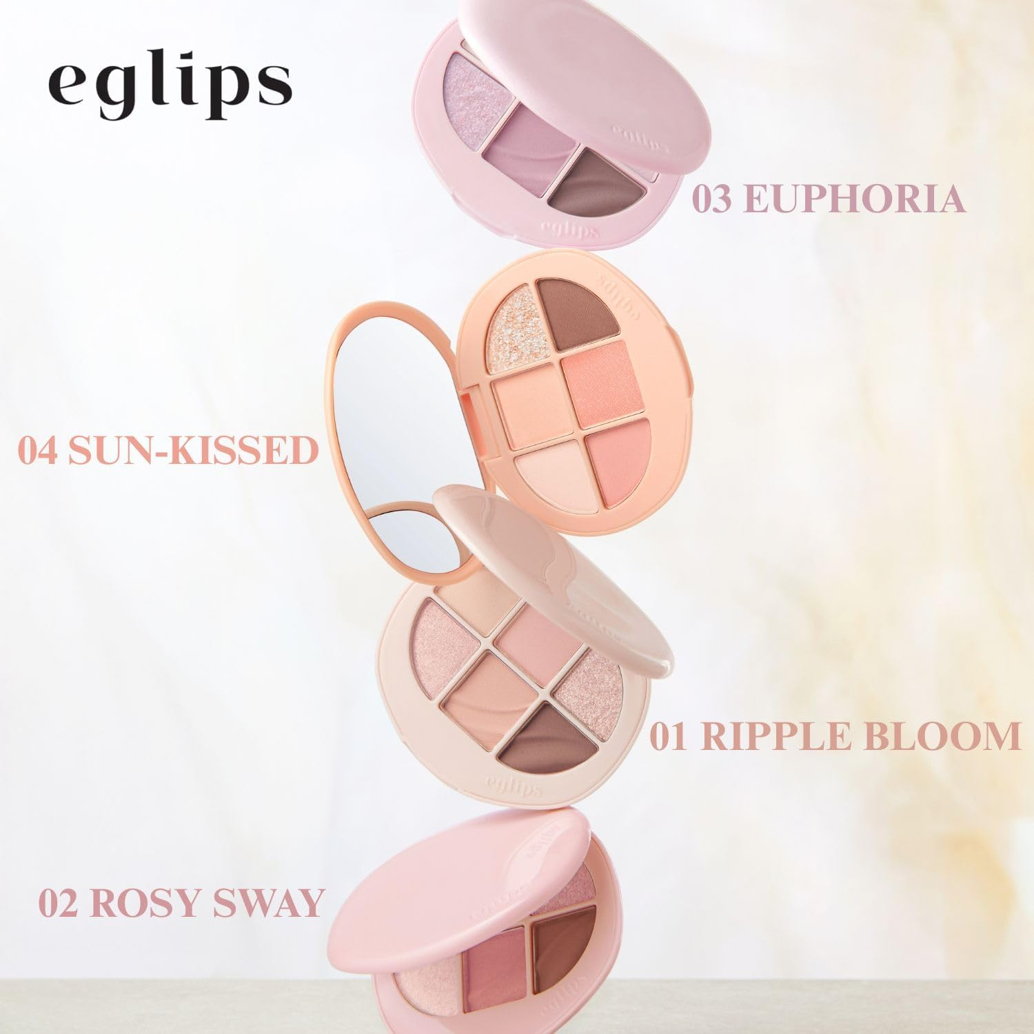 EGLIPS Soft Eye Palette - All-In-1 Multi-Use Eyeshadow Palette Smooth Matte Texture & Shimmer & Glitter Blendable Shades Lightweight Buildable Korean Makeup K-Beauty (04 SUN-KISSED) - 01 Ripple Bloom image number 4